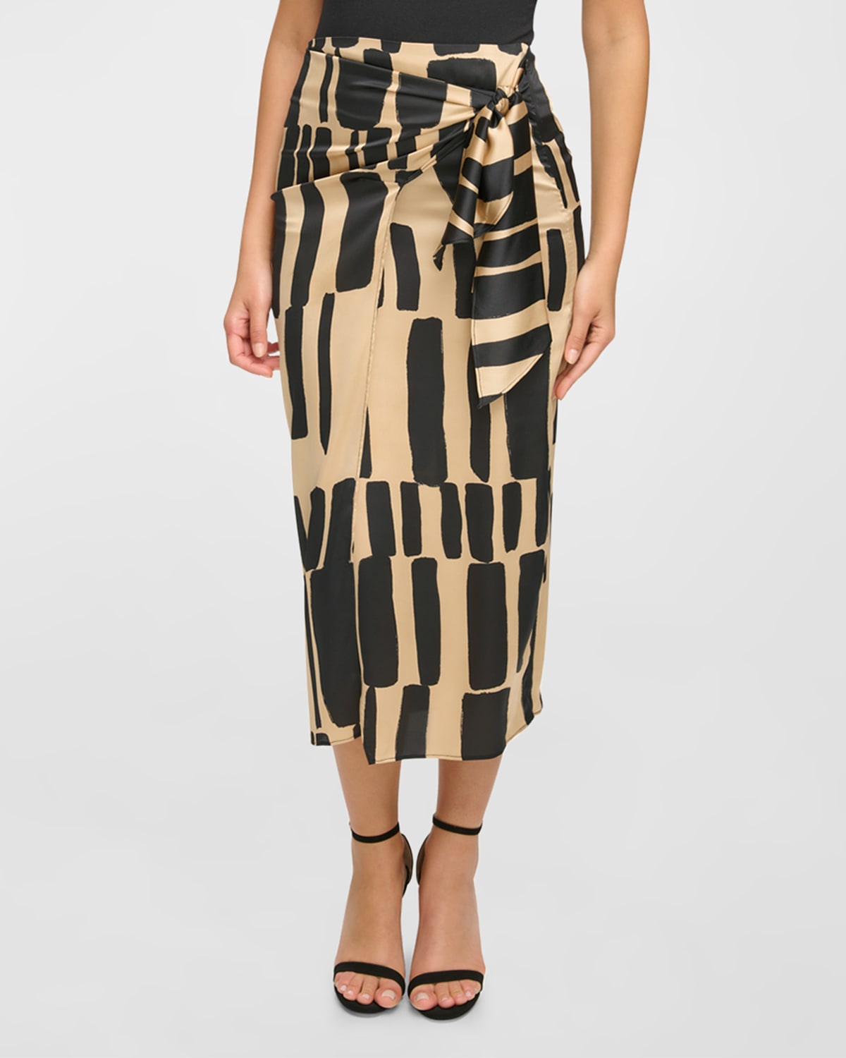 Donna Karan Printed Stretch Matte Wrap Skirt