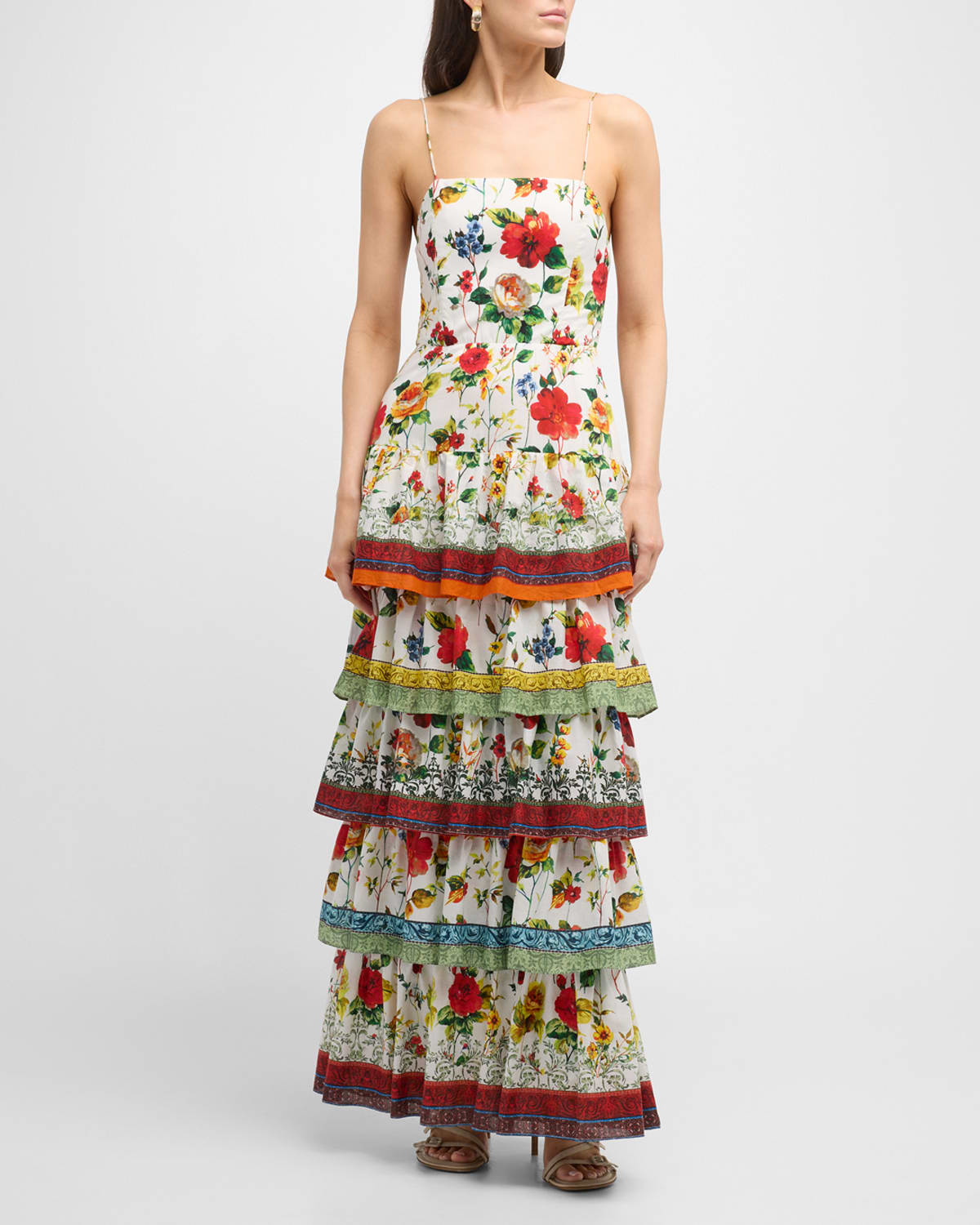 Shop Alice And Olivia Valencia Spaghetti-strap Maxi Dress In Dew Floral