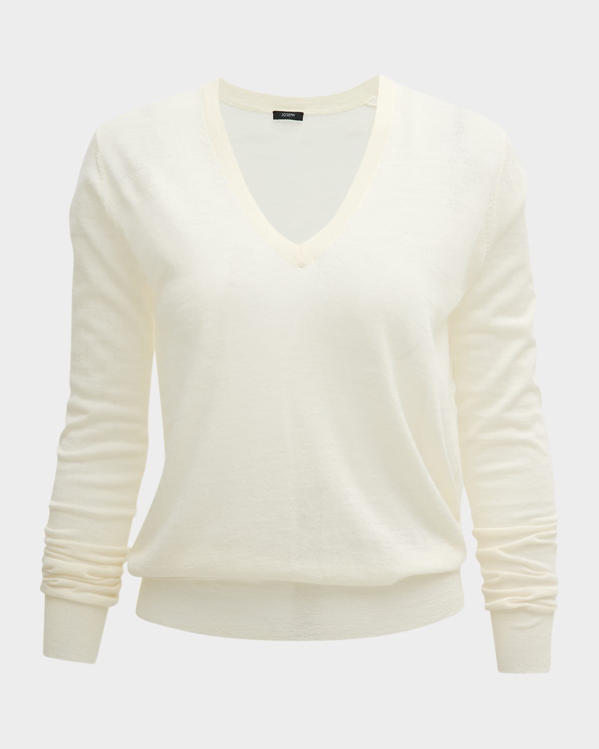 Shop Joseph Cashair Cashmere V-neck Long-sleeve Shirt In Ivory