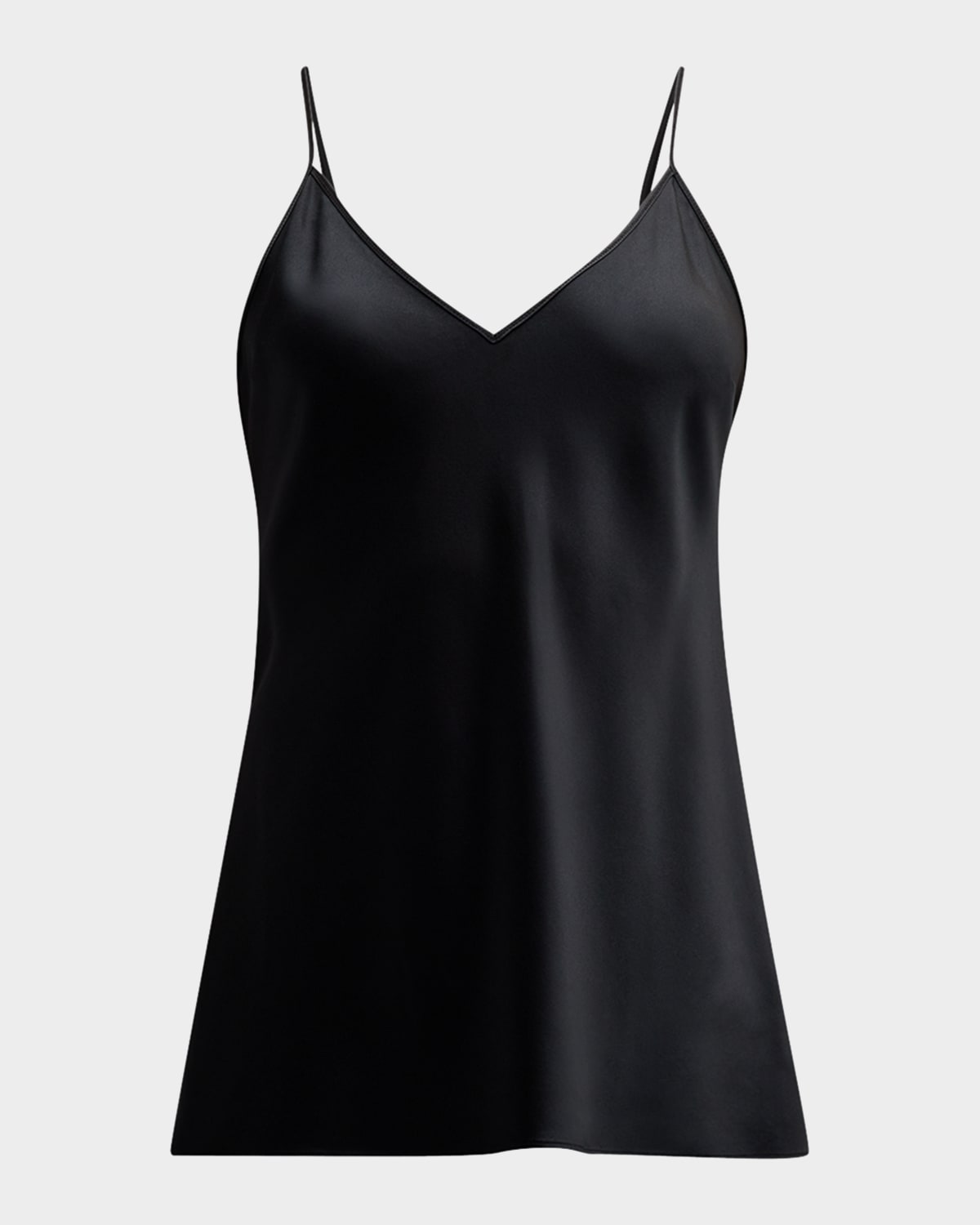 Shop Joseph Clea Sleeveless V-neck Silk Satin Top In Black