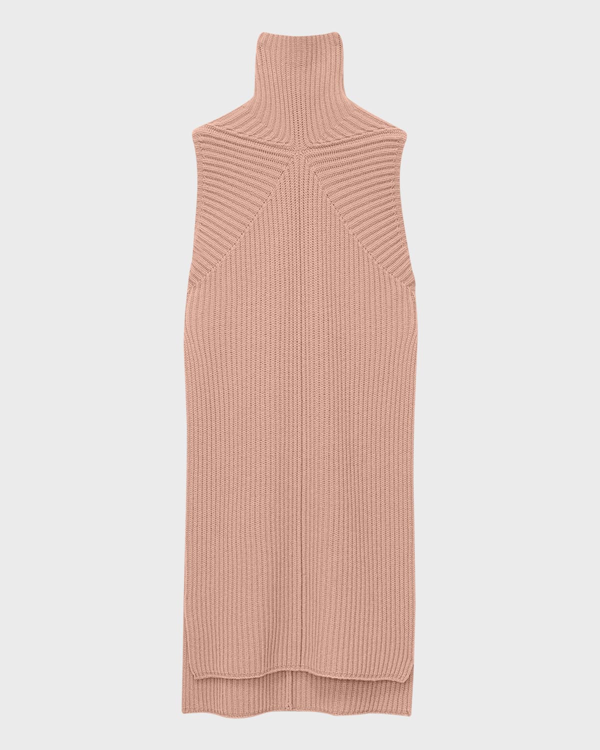 Shop Joseph Ribbed Side-slit Turtleneck Tunic In Warm Taupe