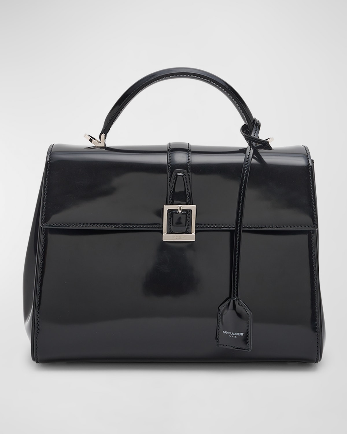 Saint Laurent Le Fermoir Small Top-Handle Bag in Spazzolato