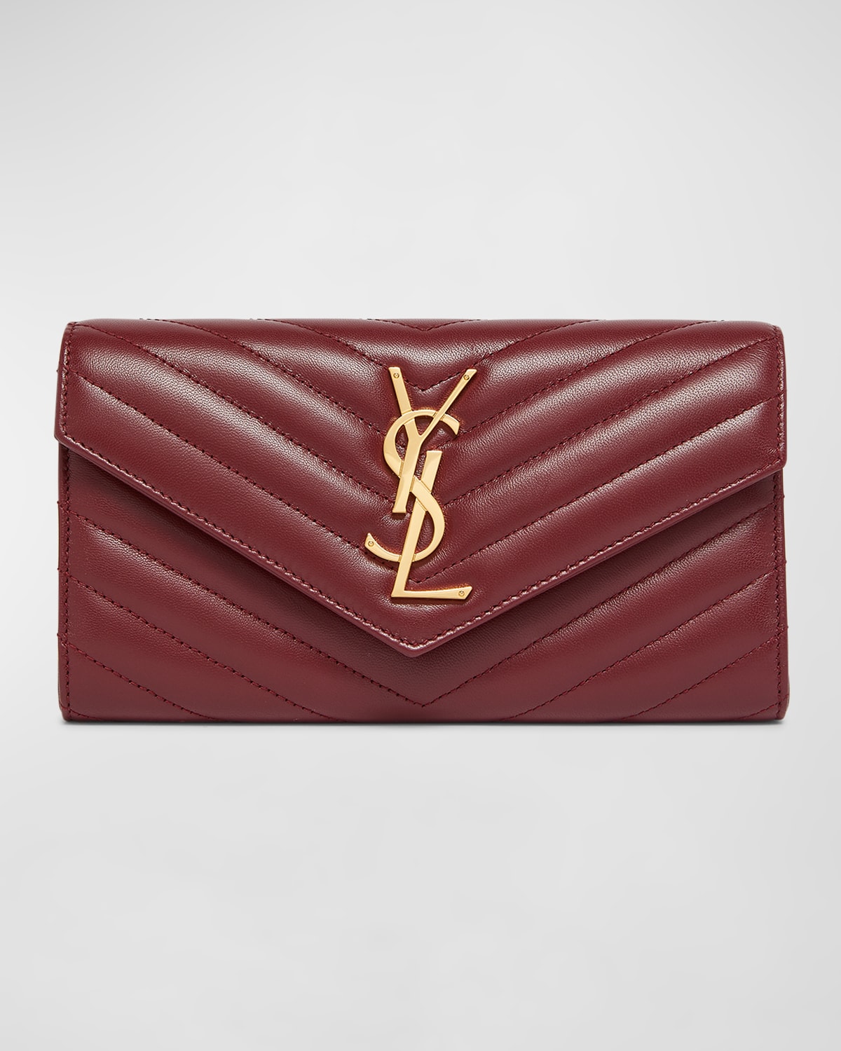 Saint Laurent Ysl Monogram Large Envelope Flap Wallet In Smooth Leather