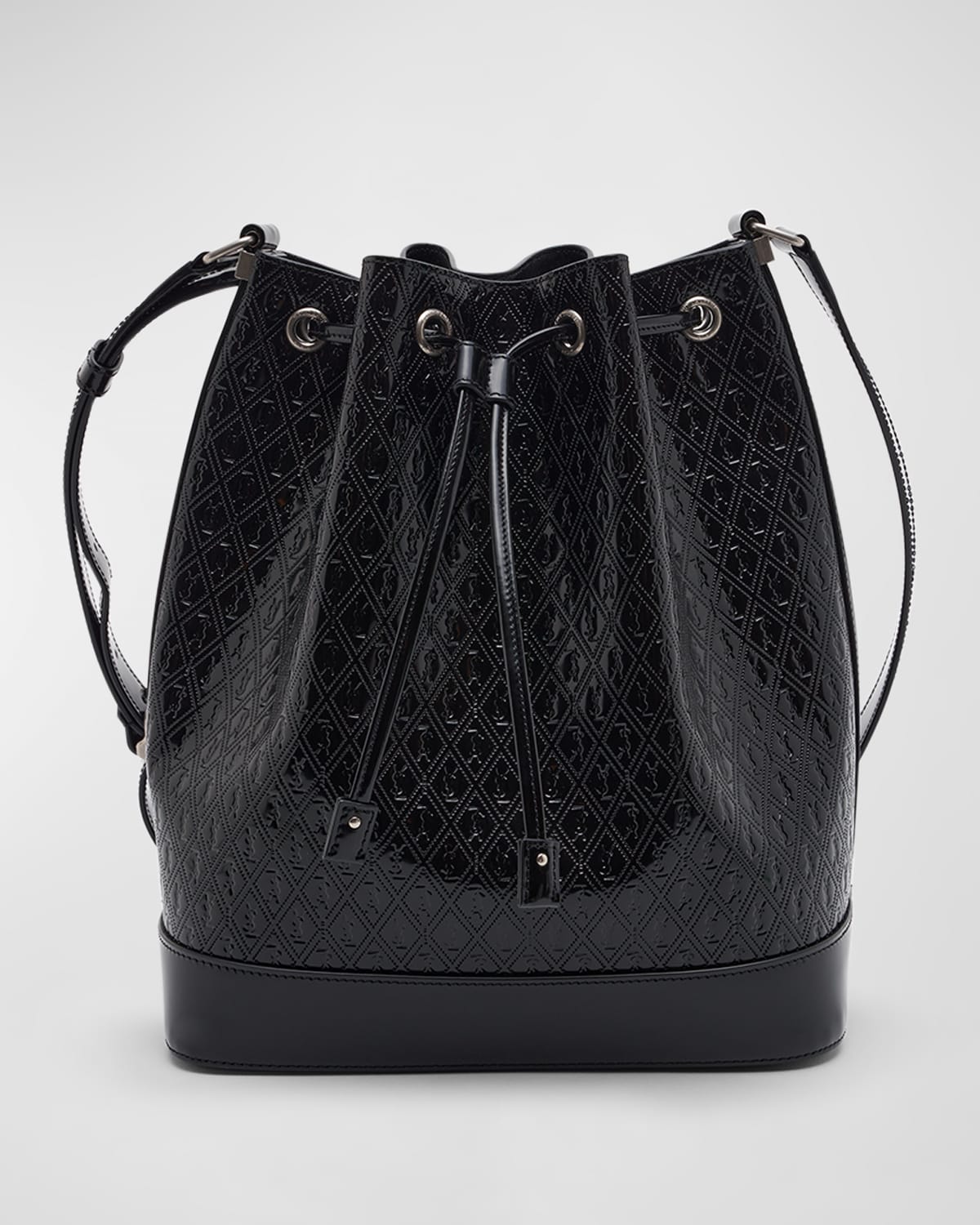Saint Laurent Monogram Leather Bucket Bag In 1000 Nero