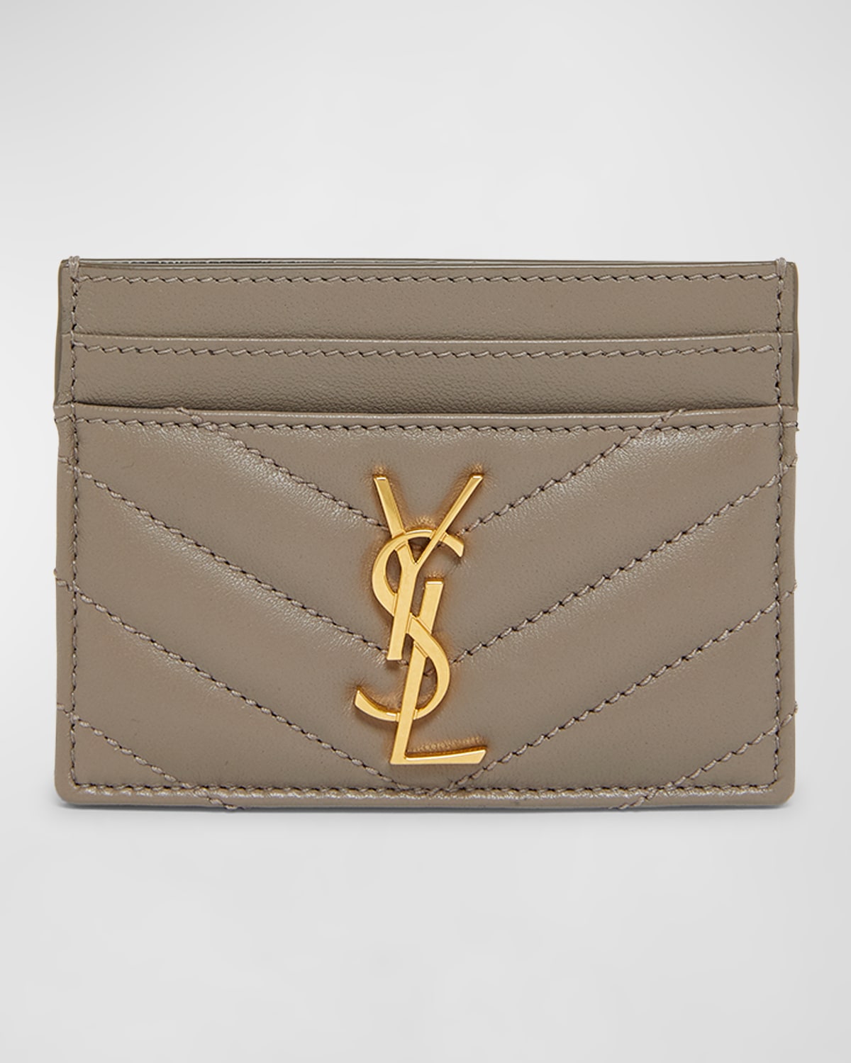 Saint Laurent YSL Tiny Monogram Ziptop Card Case in Smooth Leather 