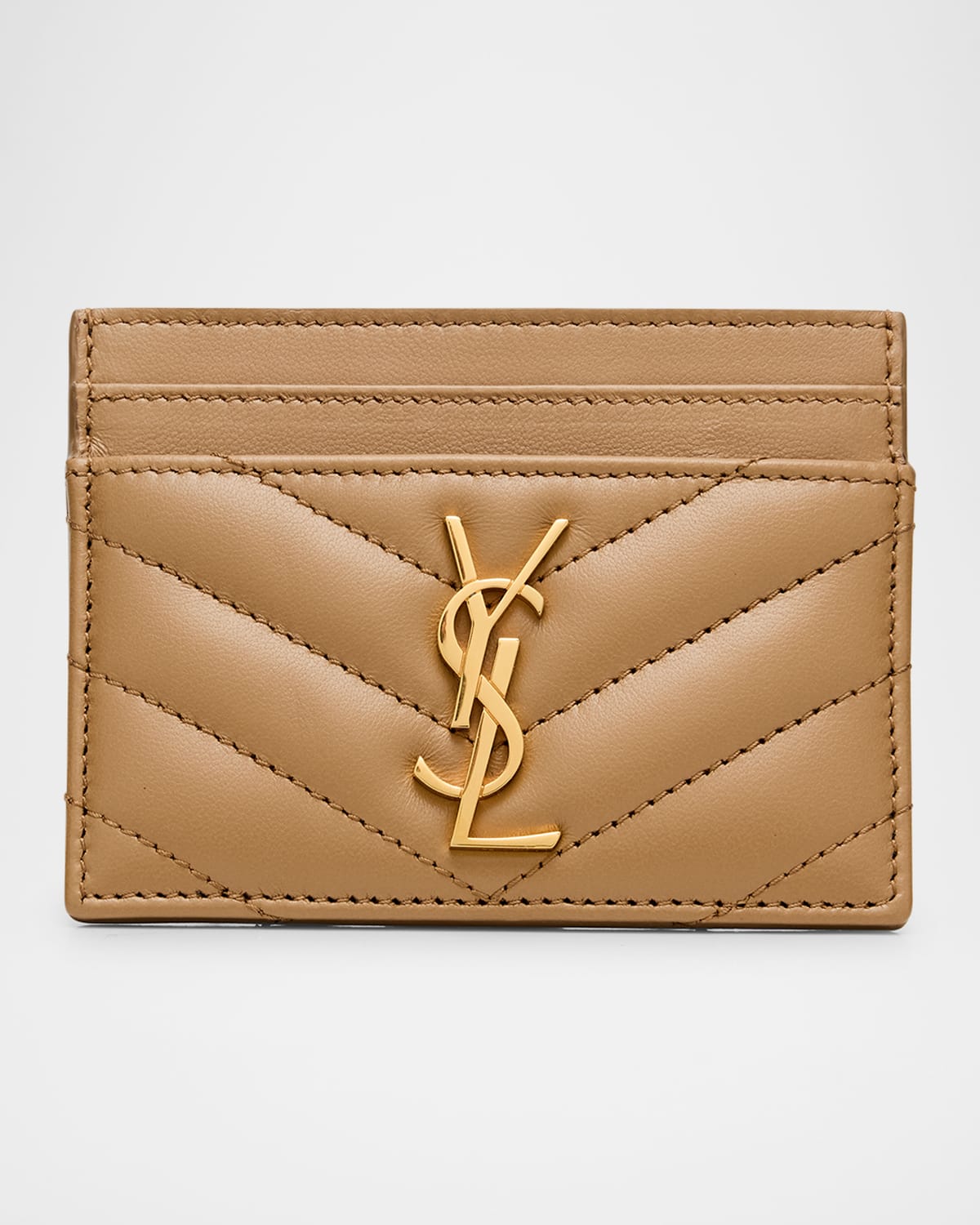 Saint Laurent Ysl Monogram Card Case In Quilted Smooth Leather In Multi