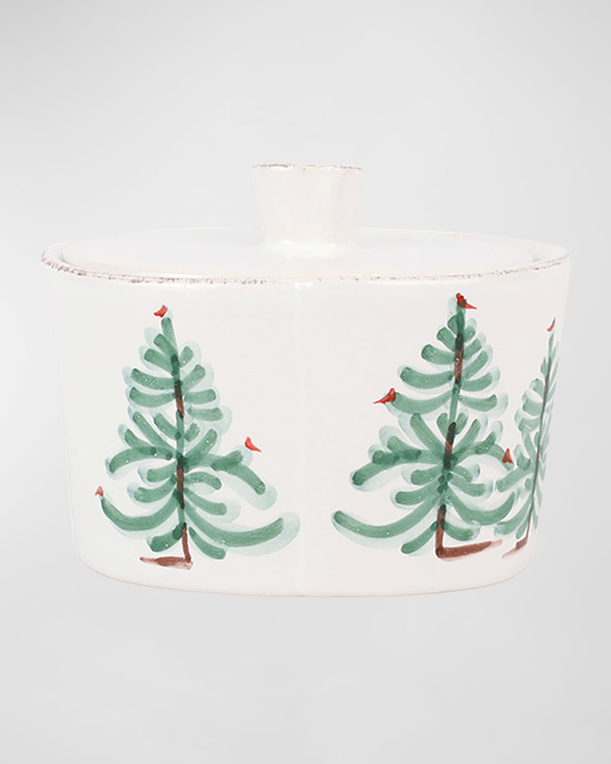 Vietri Lastra Holiday Sugar Dish In White