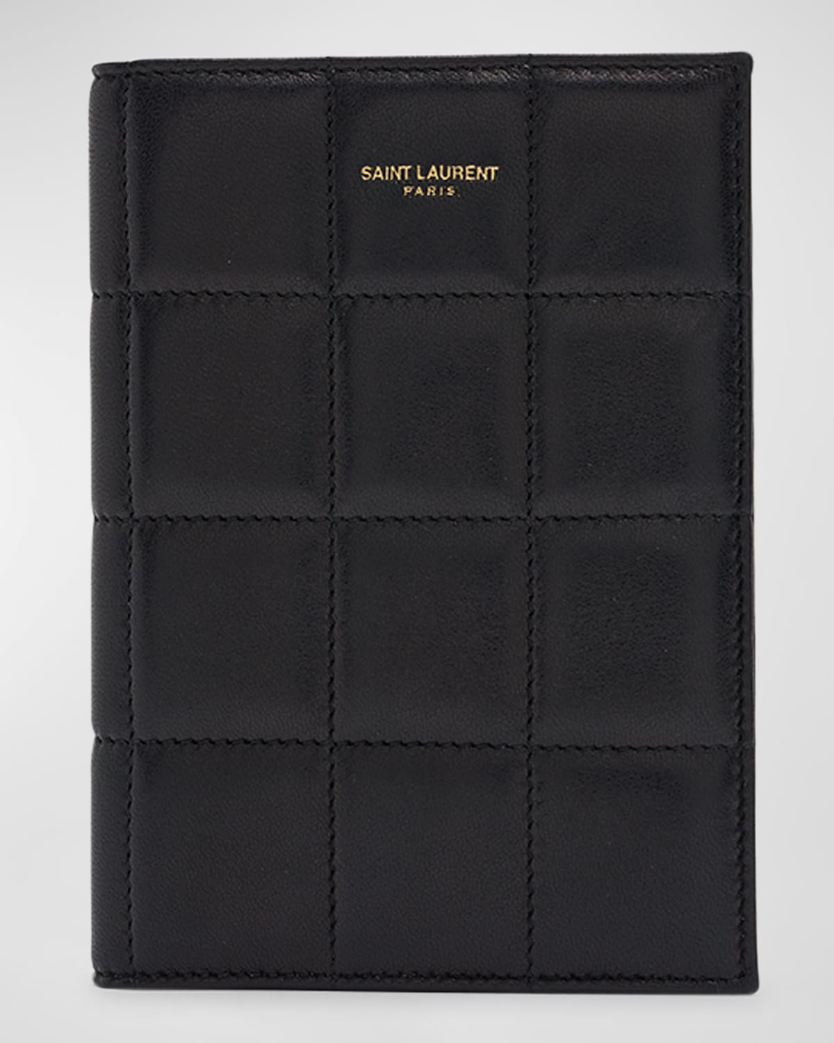 Saint Laurent Quilted Leather Passport Case In 1000 Nero