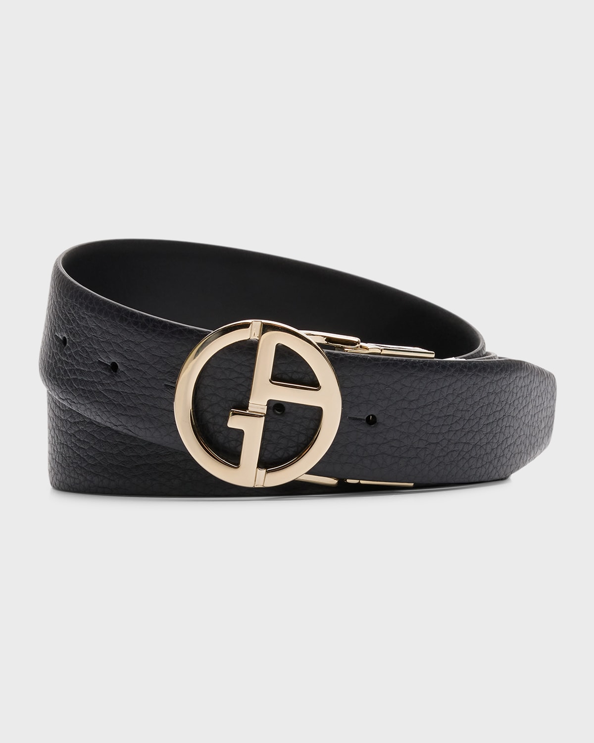 Men's Monogram-Buckle Leather Belt