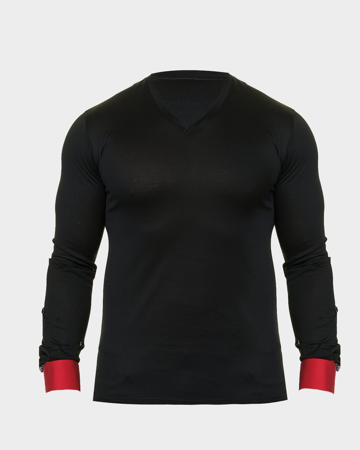 Men's V-Neck T-Shirt with Barrel Cuffs
