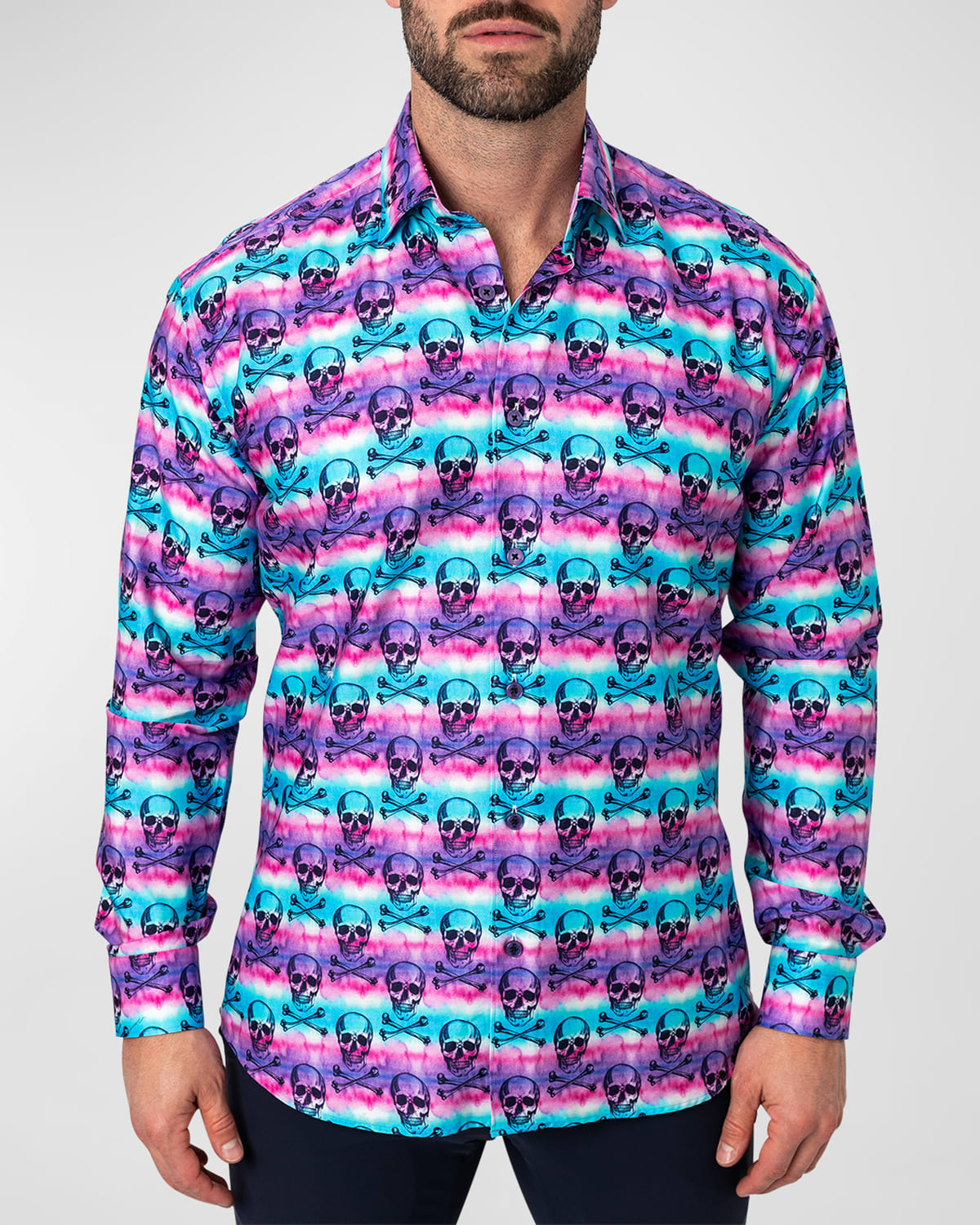 Shop Maceoo Men's Fibonacci Skulldye Sport Shirt In Purple