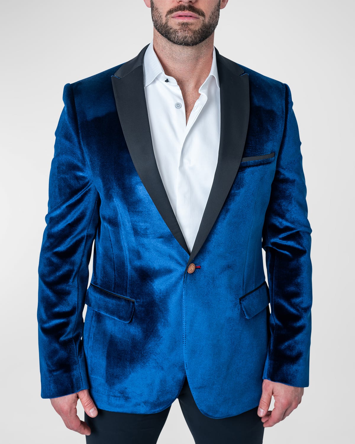 Shop Maceoo Men's Tesla Velvet Blazer In Blue