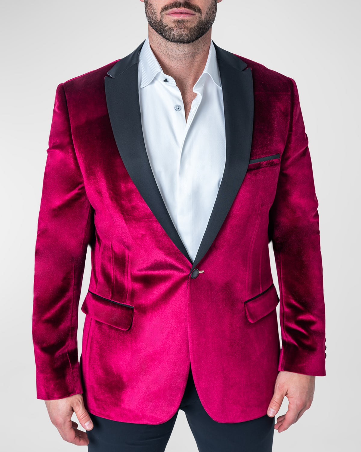 Shop Maceoo Men's Tesla Velvet Blazer In Red