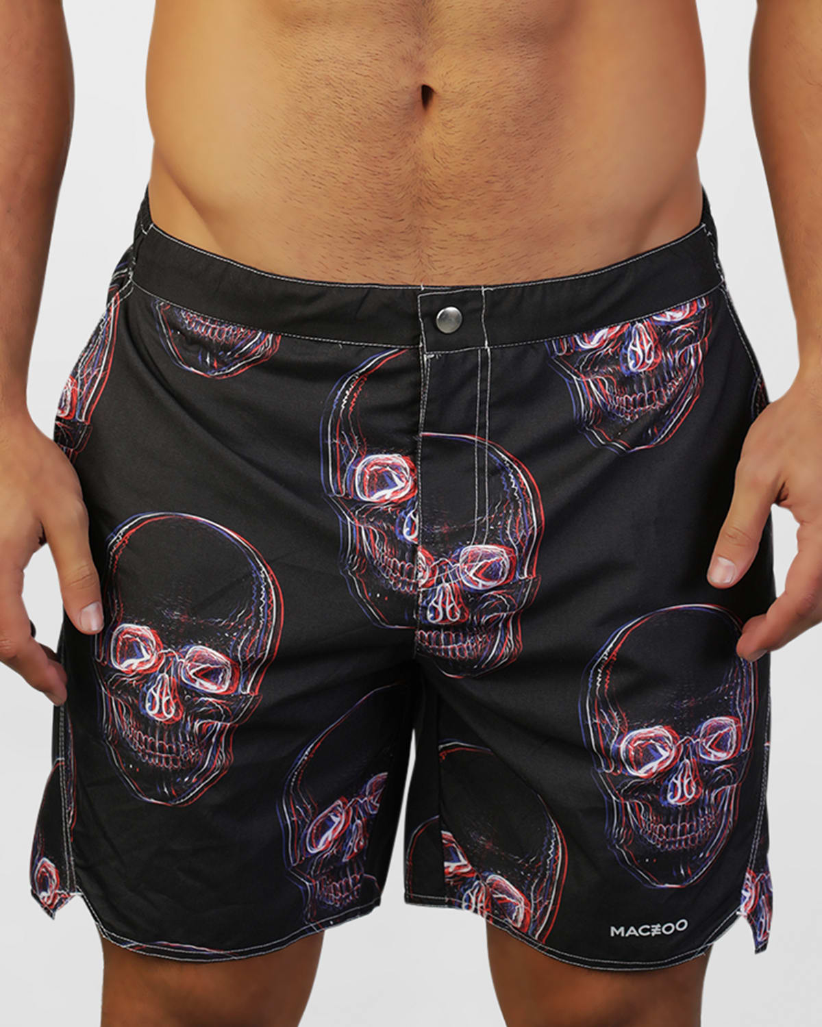 Maceoo Men's Lion Swim Shorts In Skull Black