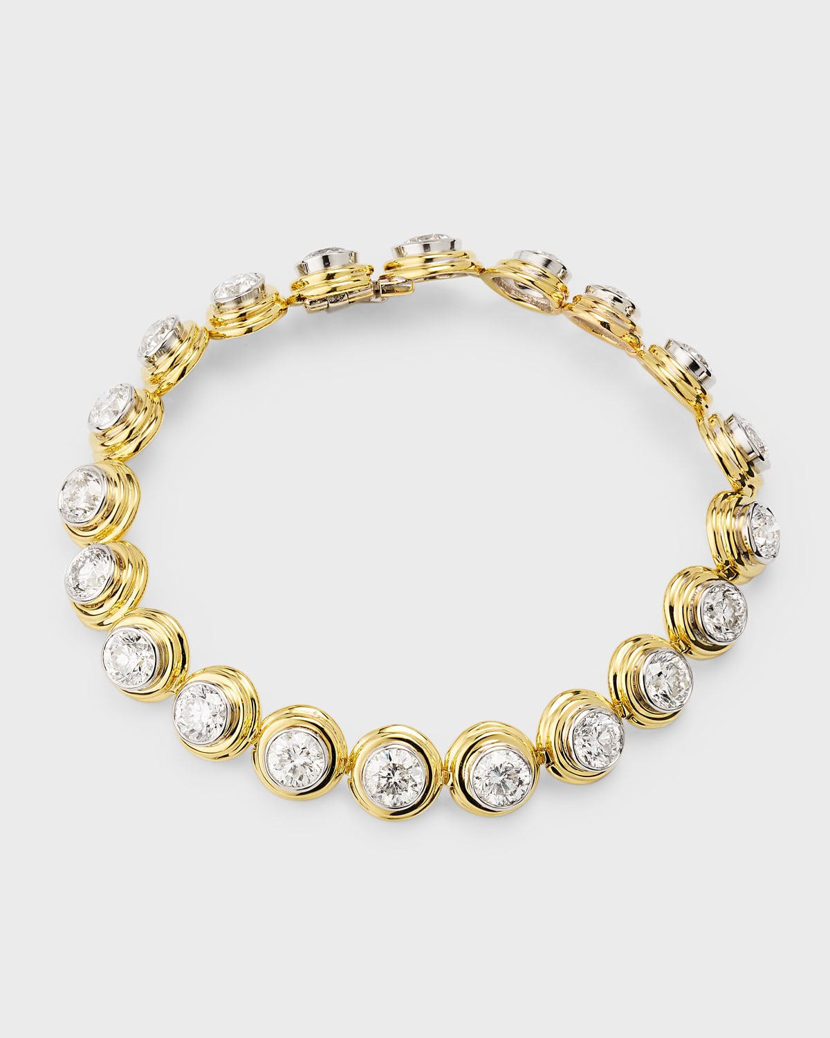 Nm Estate Estate Platinum And 18k Yellow Gold 20 Diamond Bezel Set Tubular Tennis Bracelet