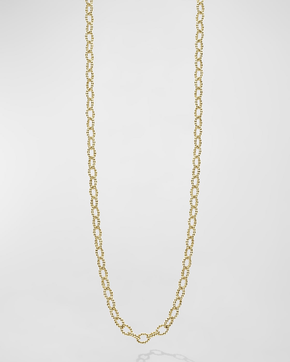 18K Signature Caviar 4x3mm Oval Link Chain Necklace, 18"L