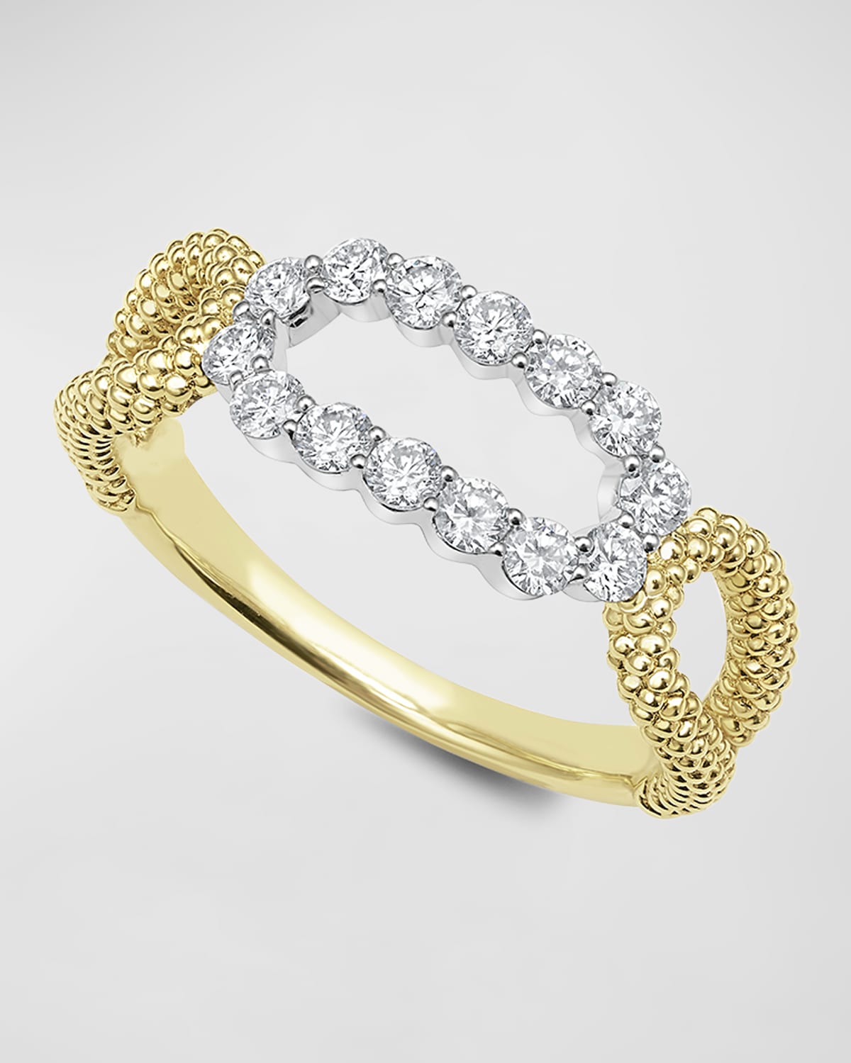 Lagos 18k Signature Caviar Diamond Superfine Oval Split Shank Ring In Gold