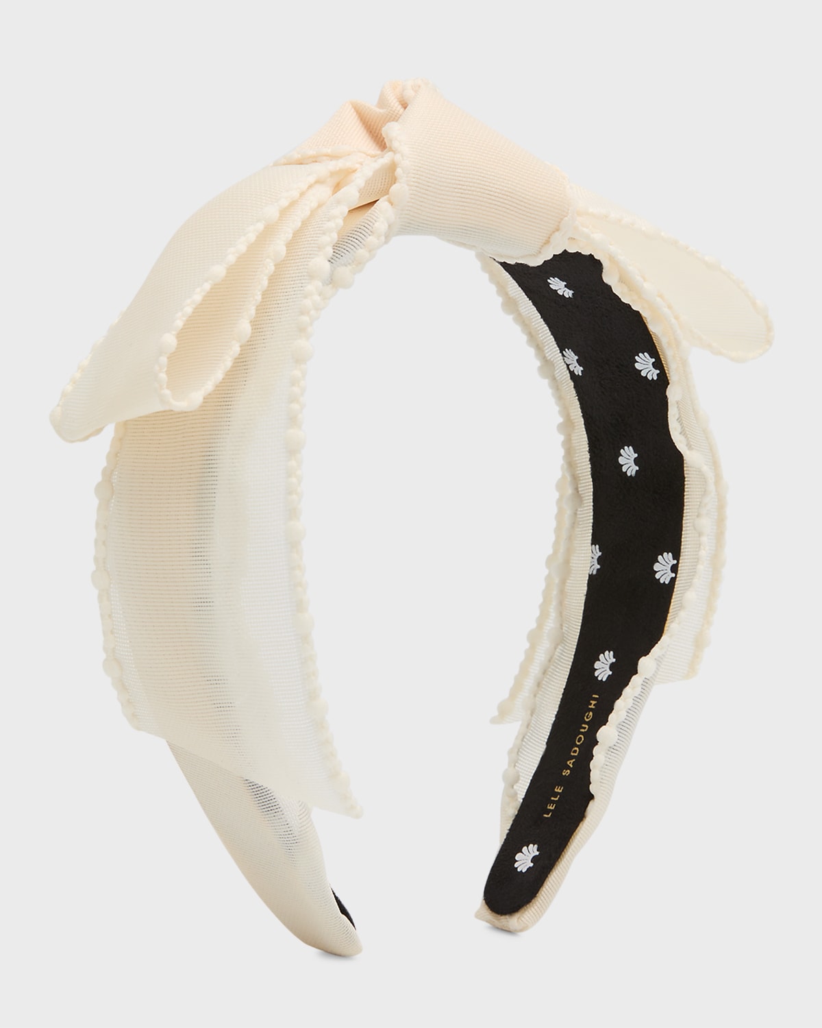 Shop Lele Sadoughi Shirley Sheer Bow Headband In Ivory