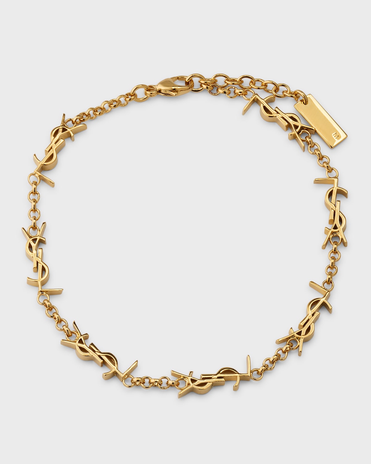 Saint Laurent Cassandre Brass Multi Ysl Bracelet In Gold