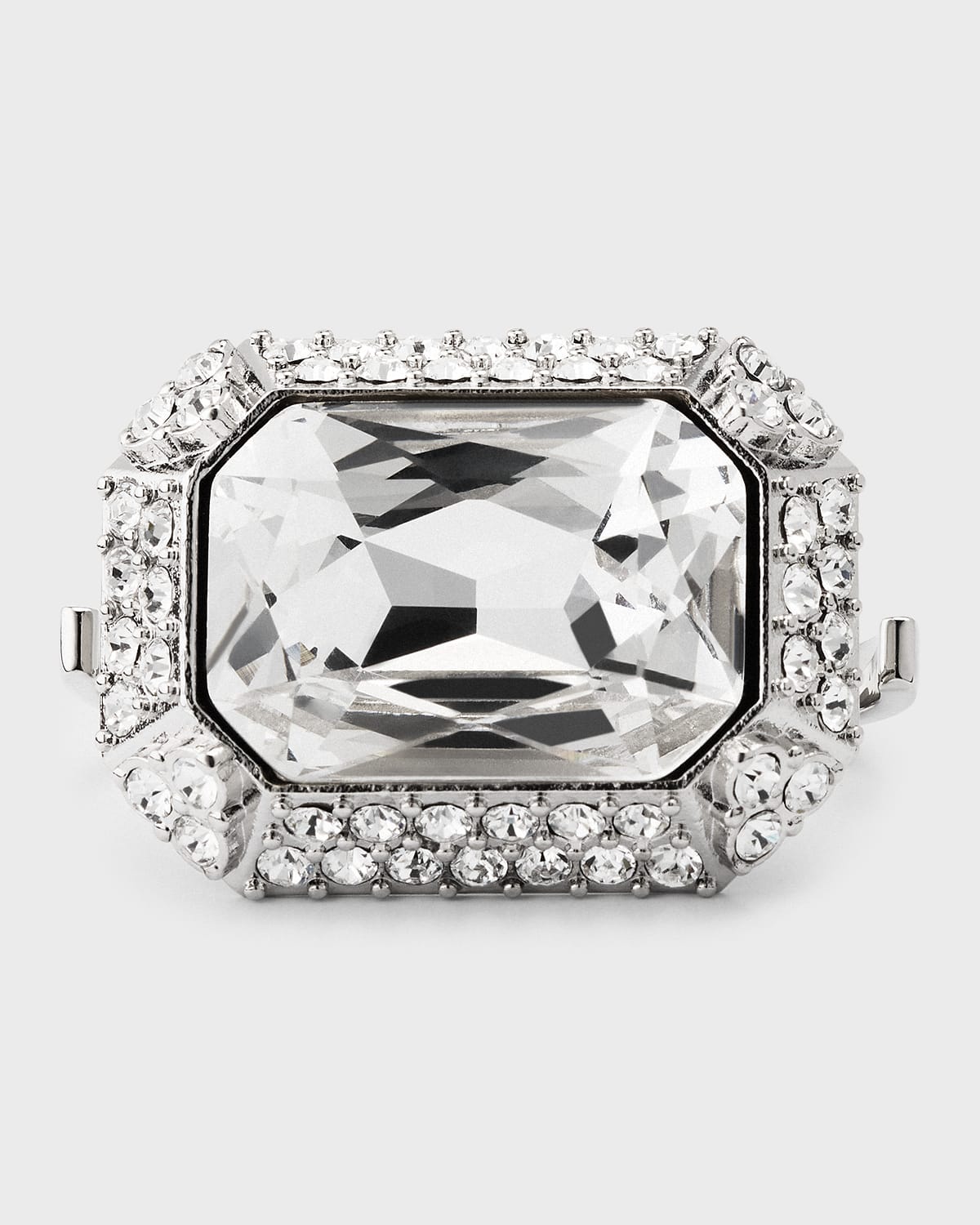 Saint Laurent Oversized Rhinestone Princess Ring In Crystal