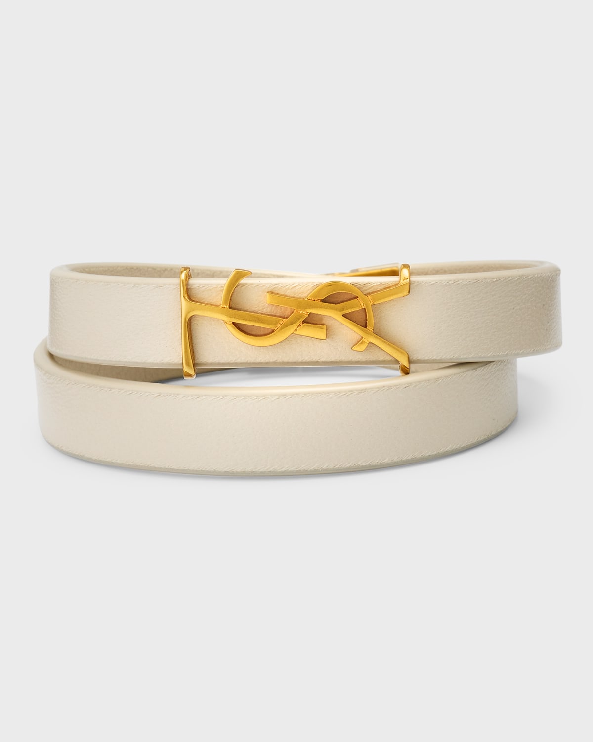 Saint Laurent Double Wrap Ysl Bracelet, Cream In Biancocrem