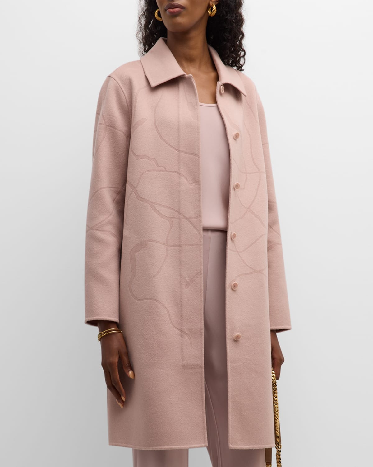 Tse Cashmere Double-face Cashmere Embossed Coat In Nude Blush