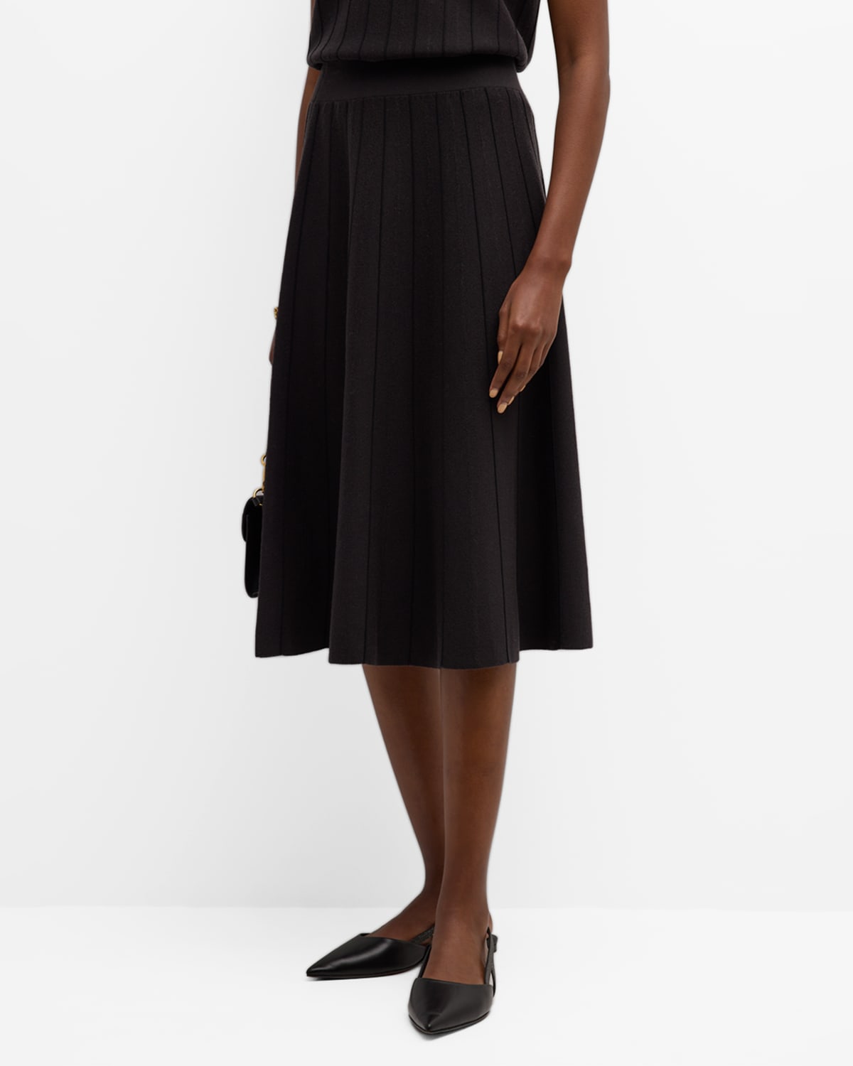 Tse Cashmere Ribbed A-line Wool-silk Midi Skirt In Bark/black