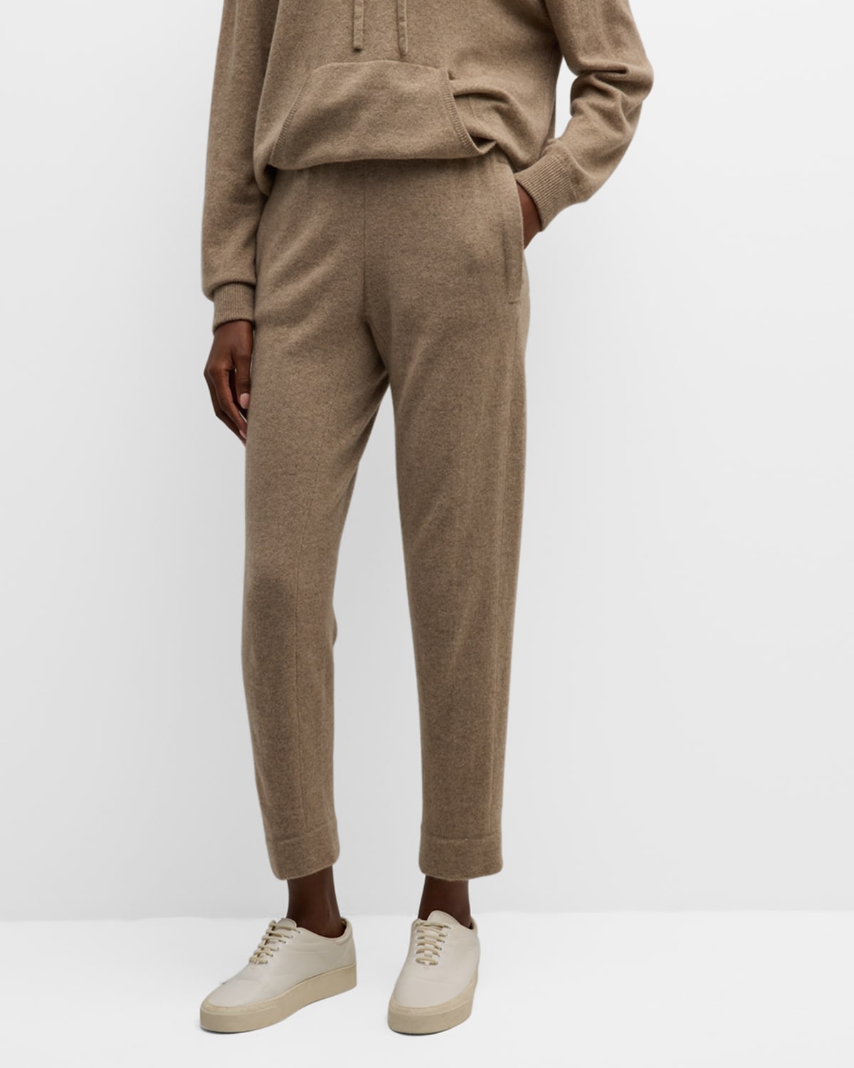 Tse Cashmere Recycled Cashmere Cropped Jogger Pants In Neutral Brown