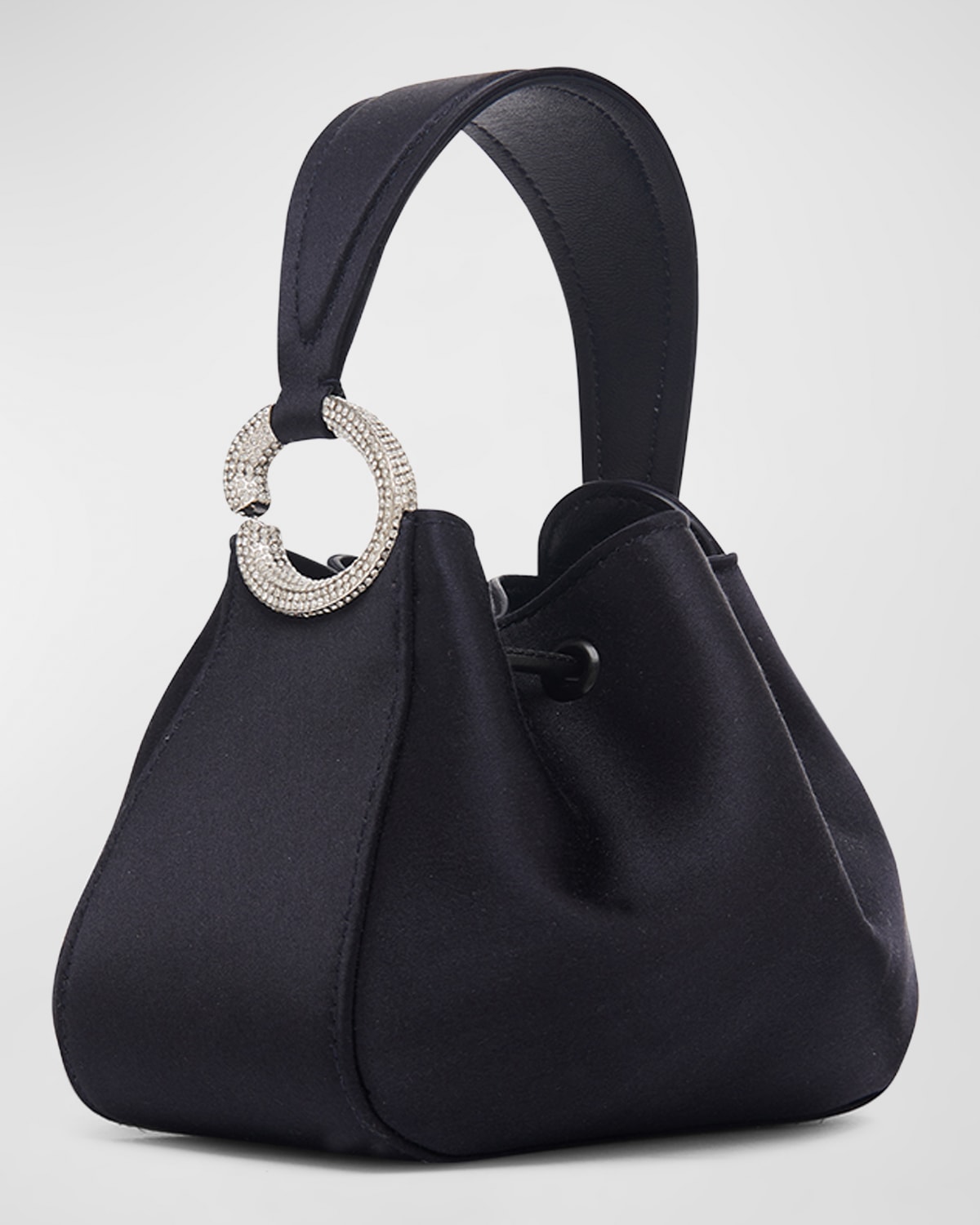 Oscar De La Renta Nano O Embellished Satin Top-handle Bag In Navy