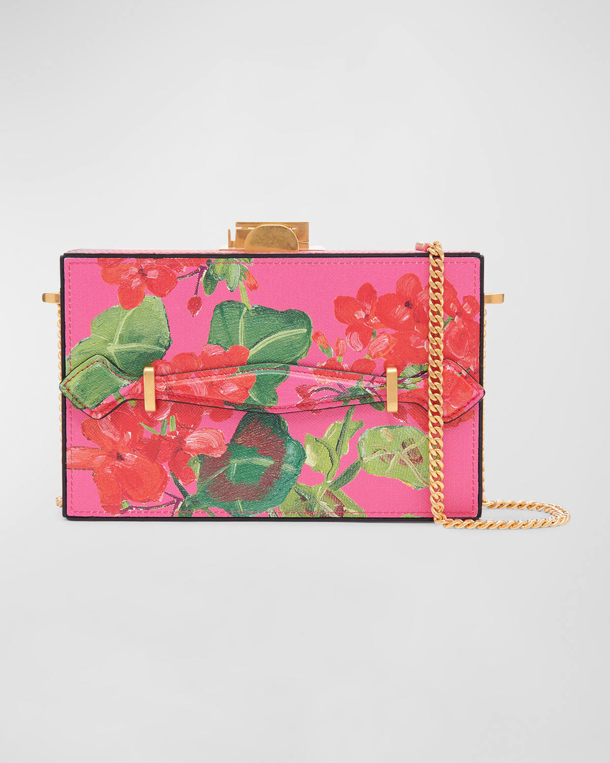 OSCAR DE LA RENTA ALIBI FLOWER-PRINT LEATHER MINAUDIERE