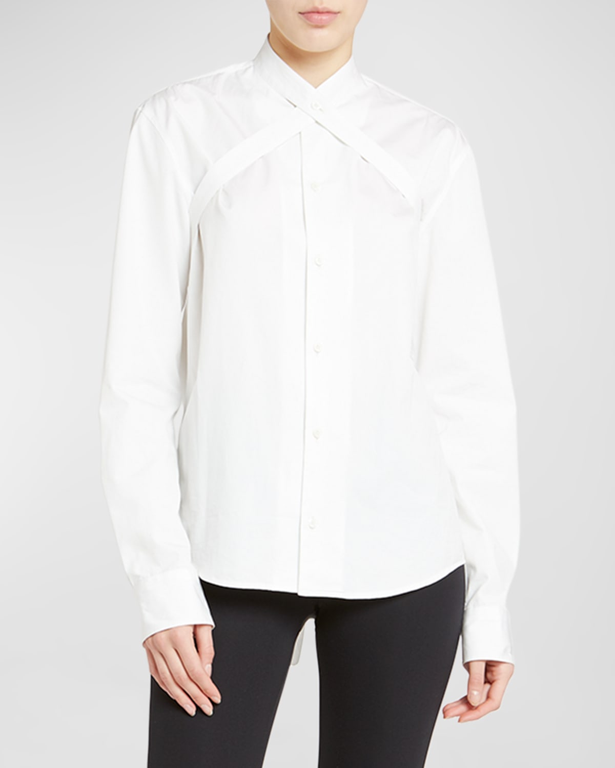 Shop Off-white Poplin Cross-belt Button-front Shirt In White No C
