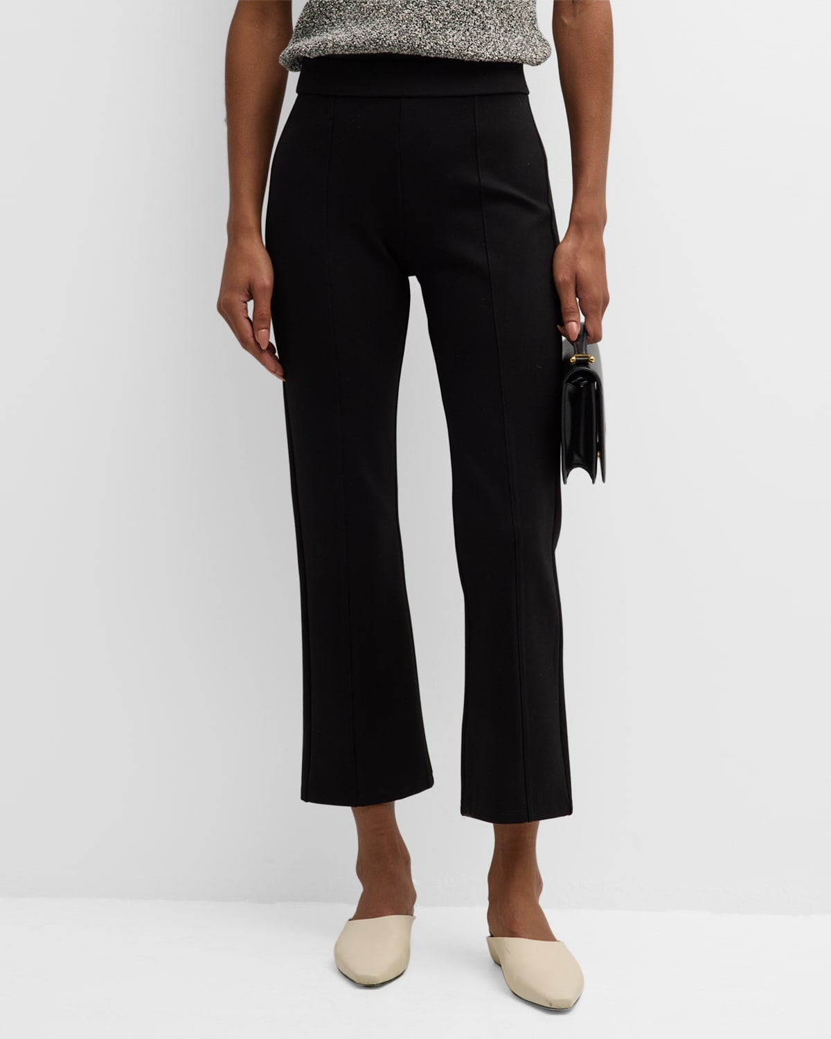 TORY BURCH CROPPED PINTUCK FLARE PANTS