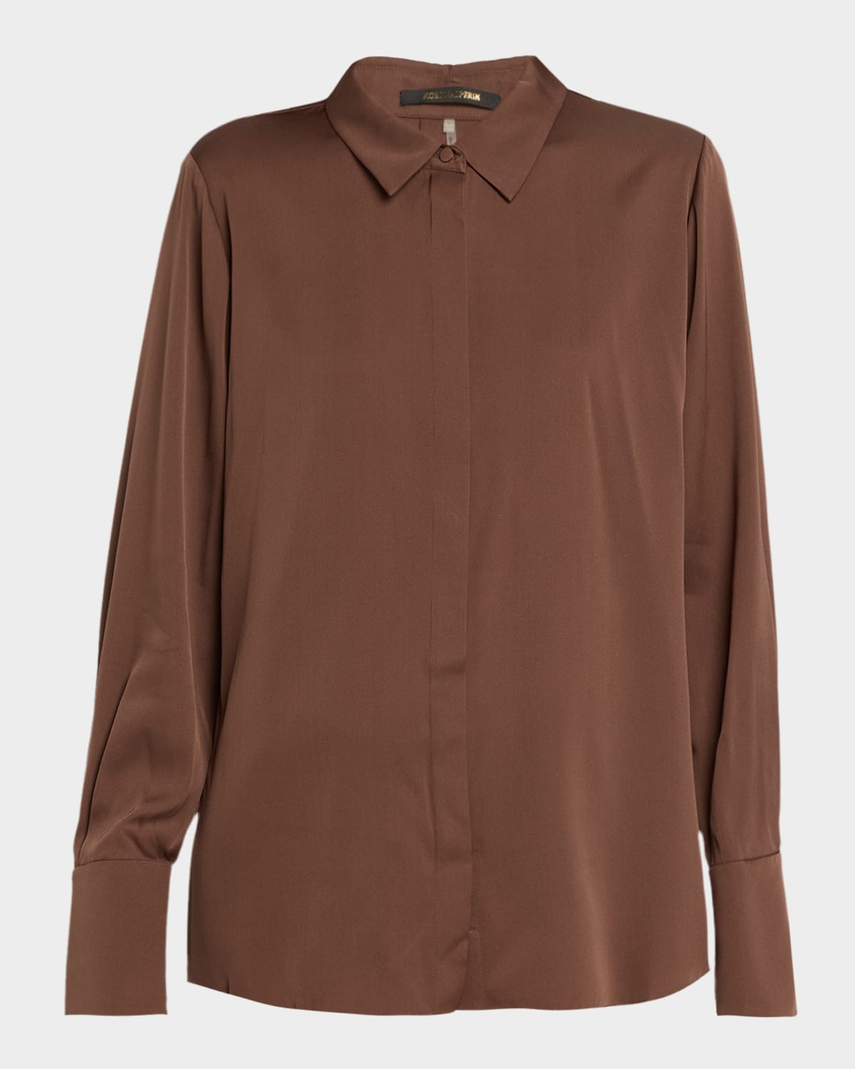Kobi Halperin Larissa Split-cuff Button-down Blouse In Brown