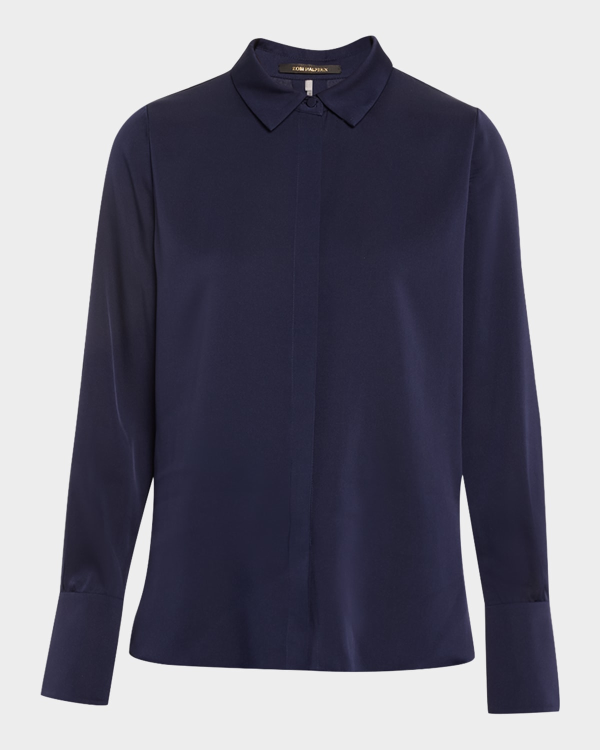 Kobi Halperin Larissa Split-cuff Button-down Blouse In Midnight Blue