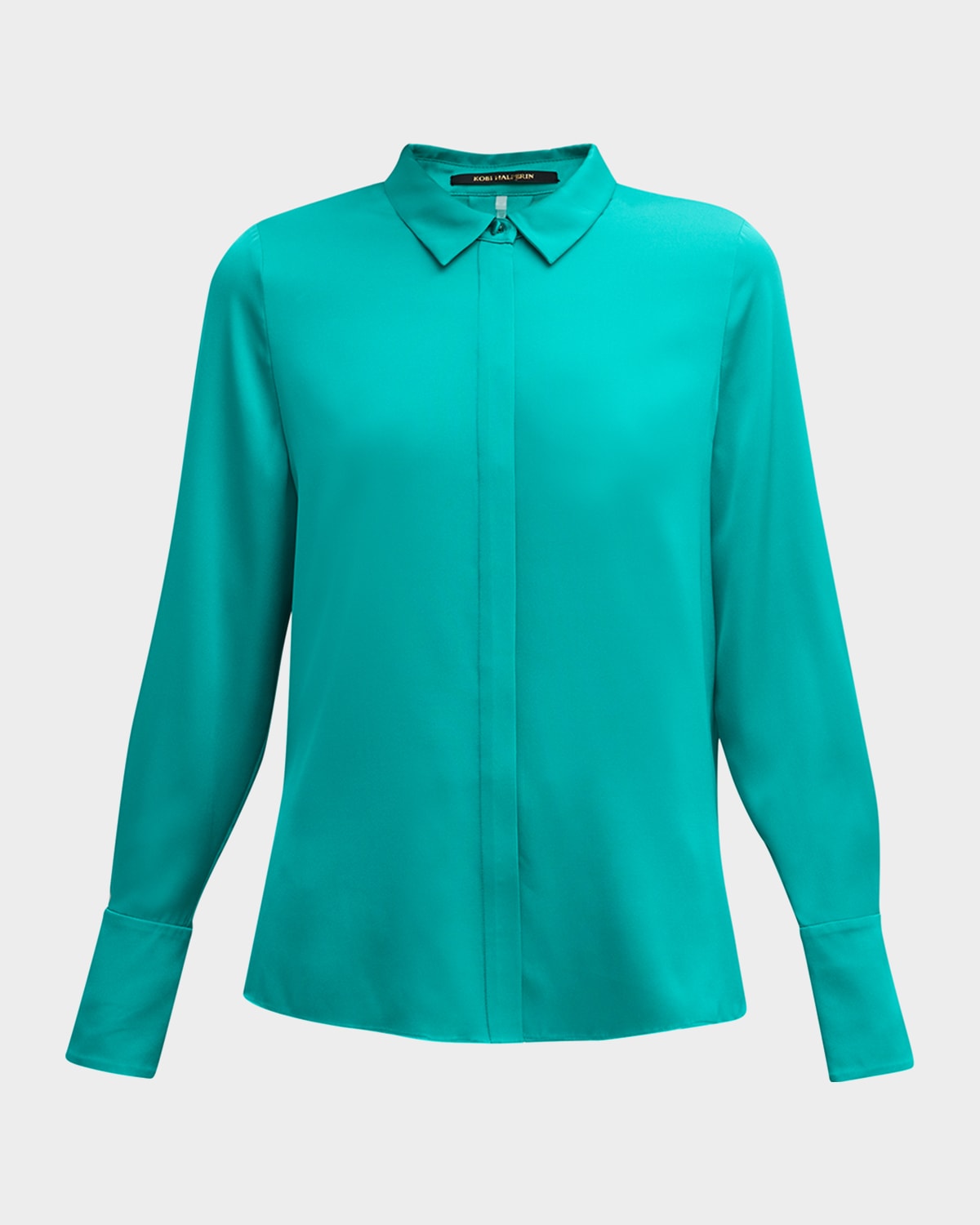 Kobi Halperin Larissa Split-cuff Button-down Blouse In Dark Turquoise