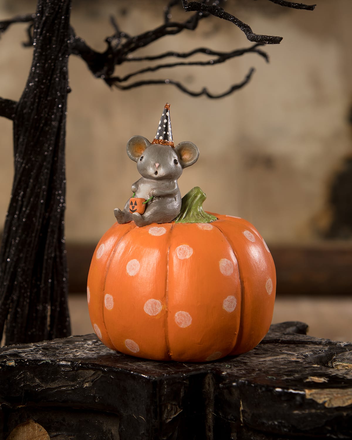 Mouse On Pumpkin Halloween Decoration