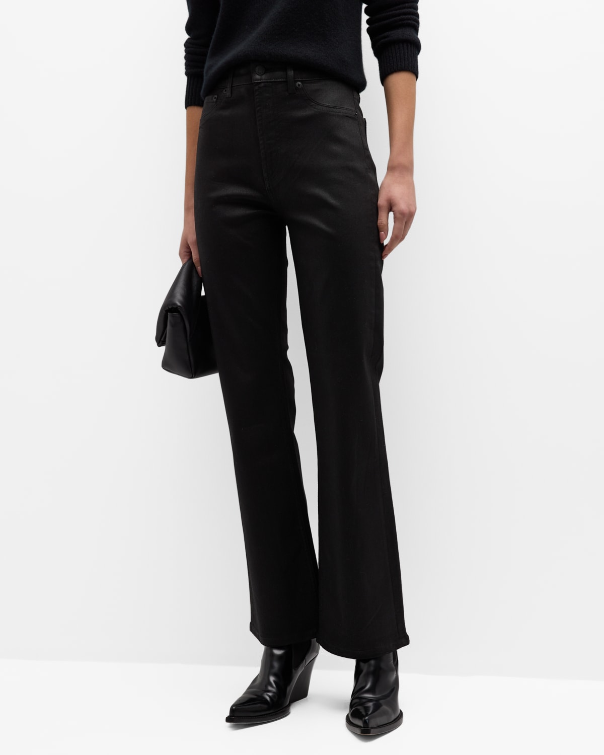 Rails Sunset Coated Slim Bootcut Jeans In Coated Noir