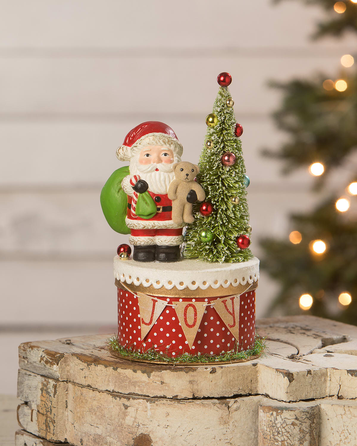 Shop Bethany Lowe Joy Santa On Box Christmas Decoration In Multi