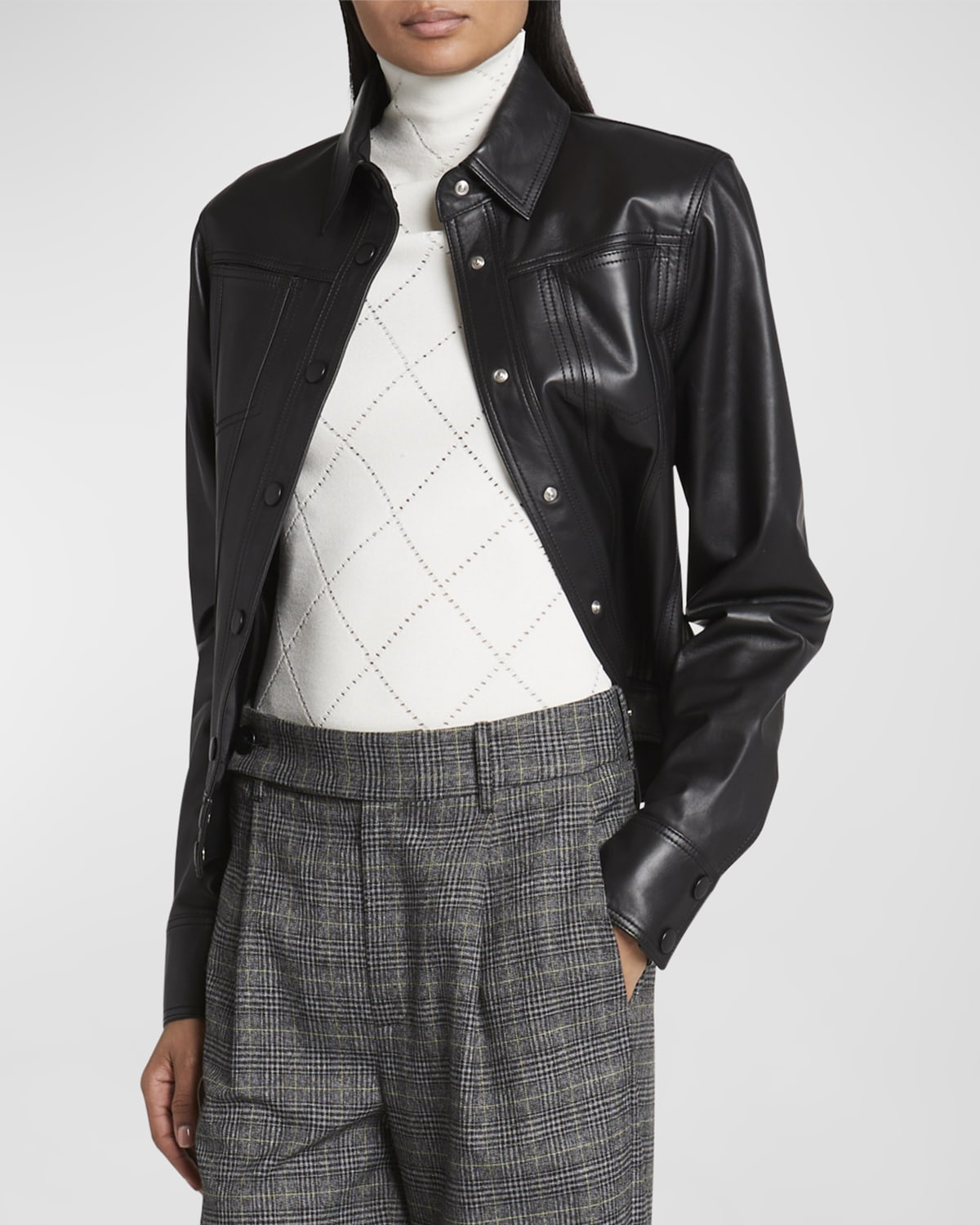 PROENZA SCHOULER WHITE LABEL FITTED FAUX-LEATHER JACKET