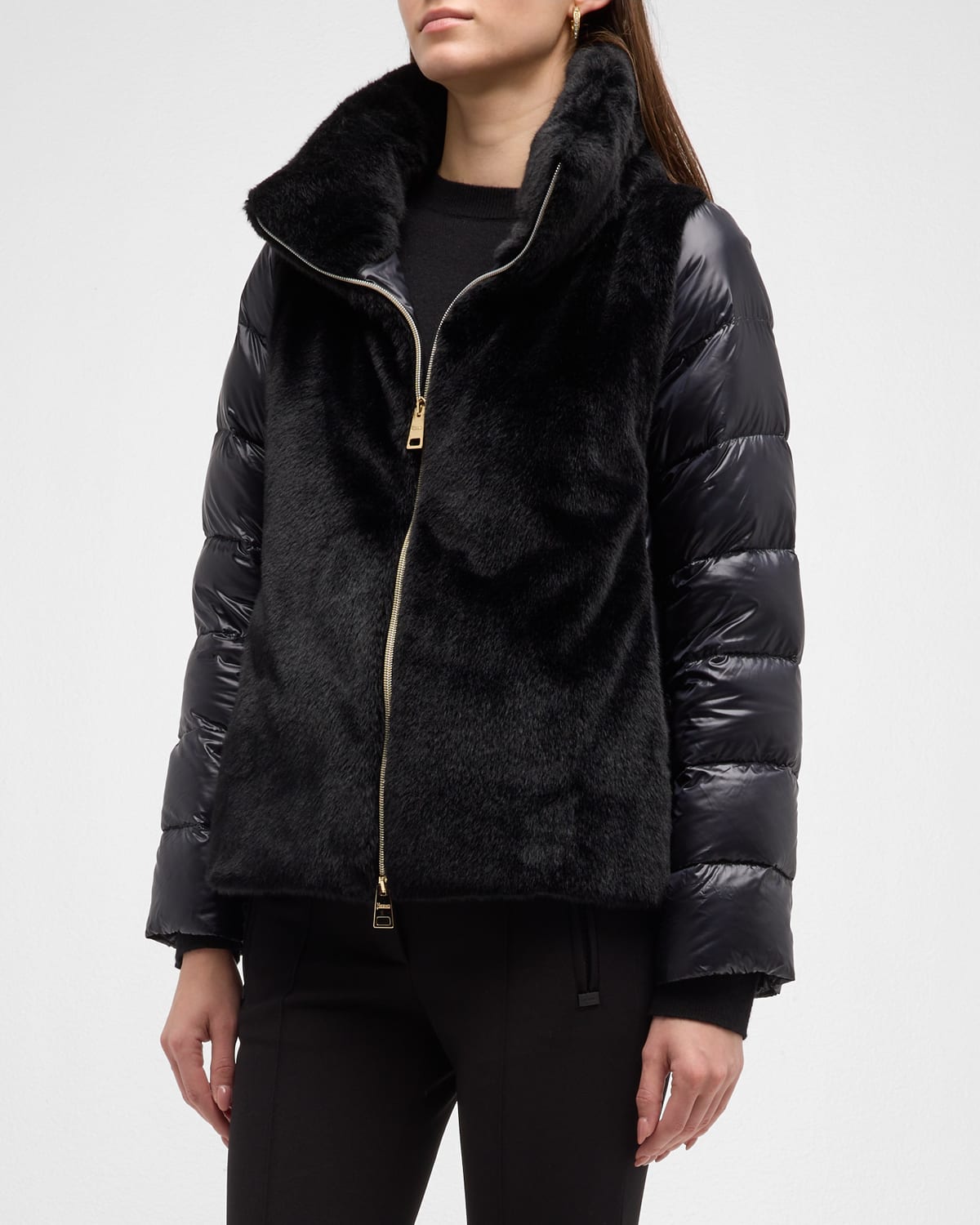 Herno Faux Fur-inserts Ultralight Padded Jacket Clothing In 9300
