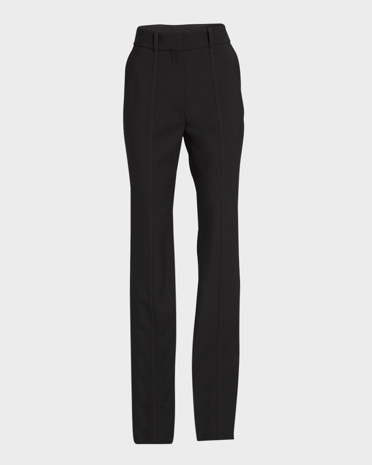 Alaïa Topstitched Bootcut-leg Crepe Tailored Pants In Noir Alaia