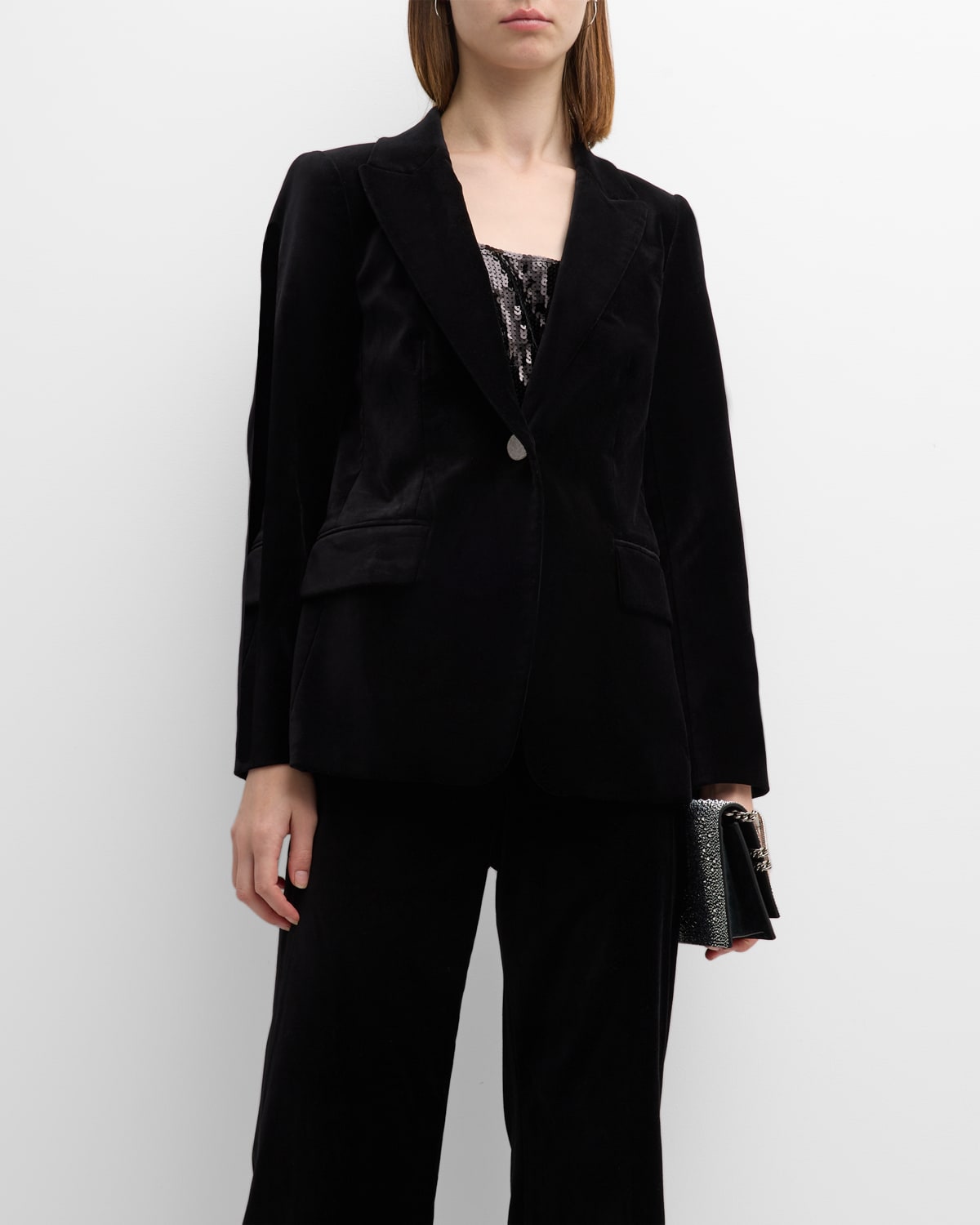 Kobi Halperin Ramsey Single-button Velvet Blazer In Black