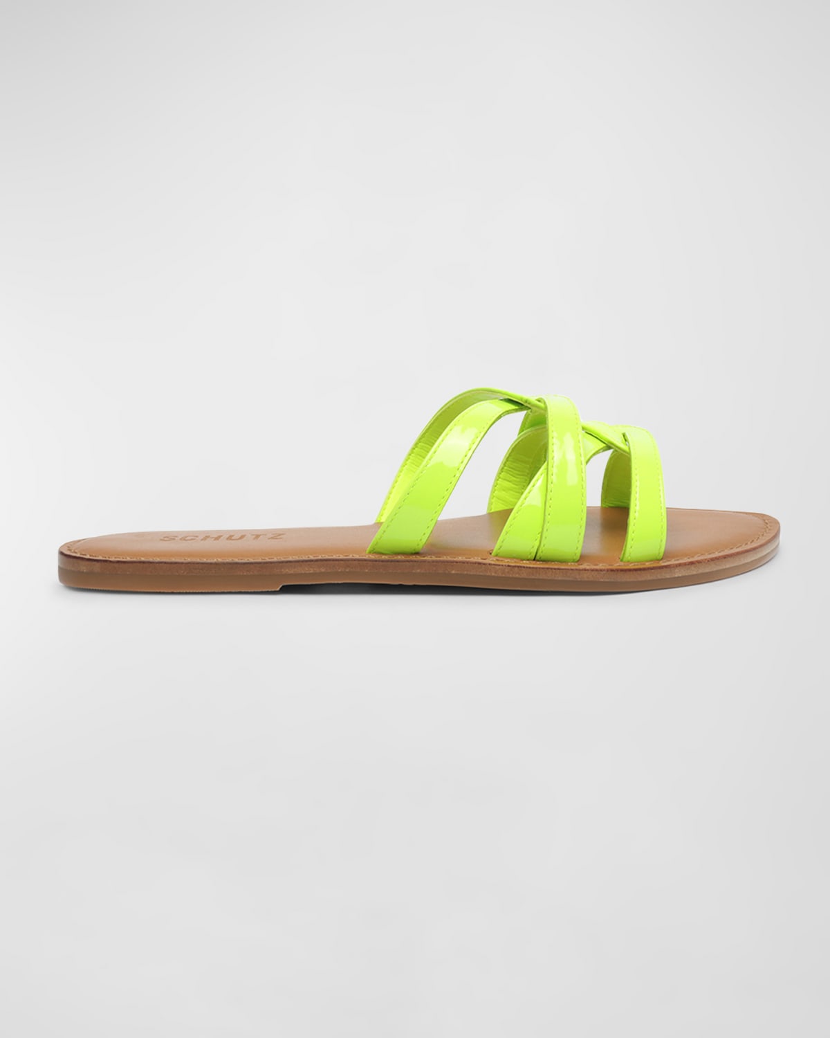 Schutz Lyta Slide Sandal In Acid Yellow