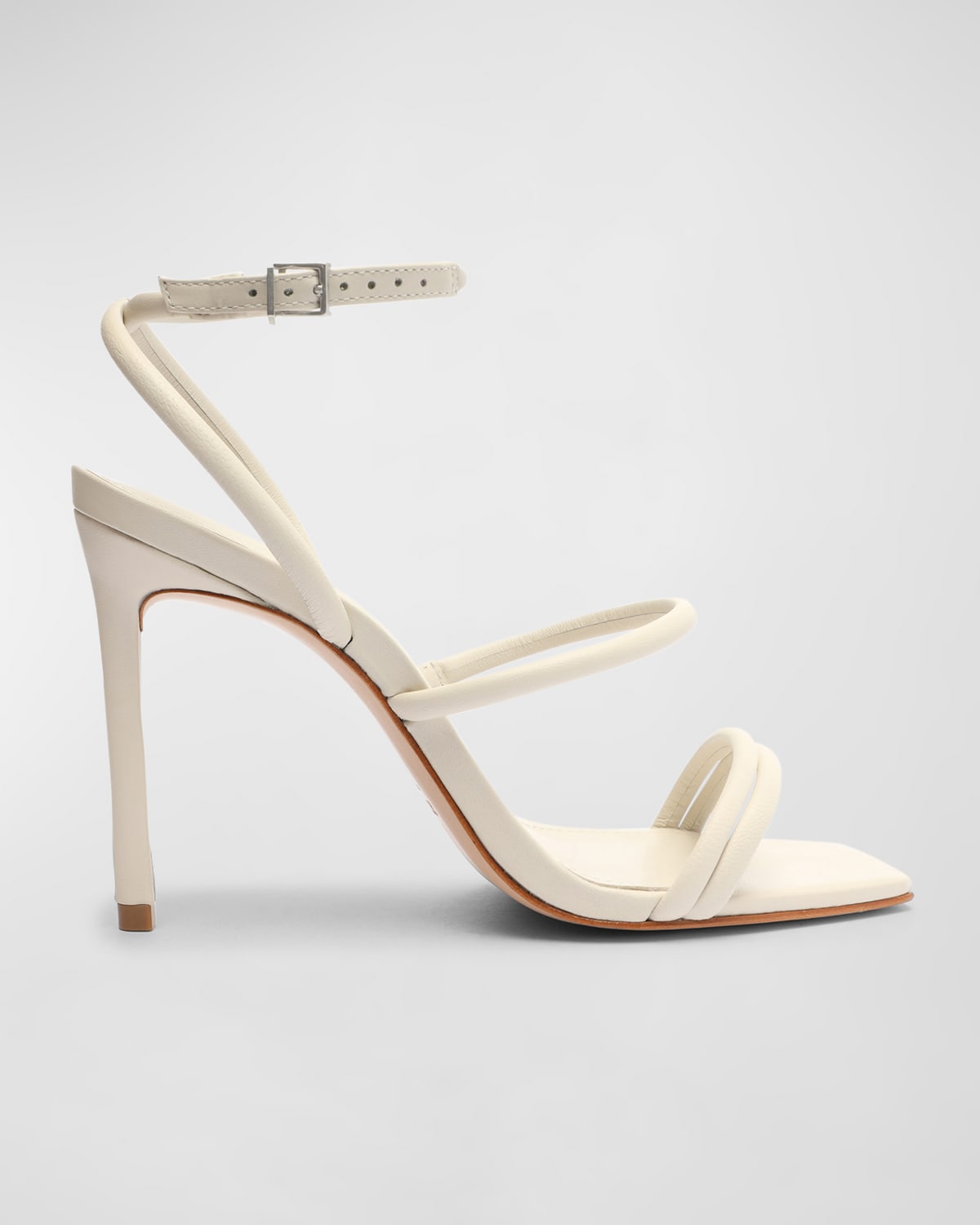 Schutz Nylla Tubular Ankle-strap Sandals In Pearl