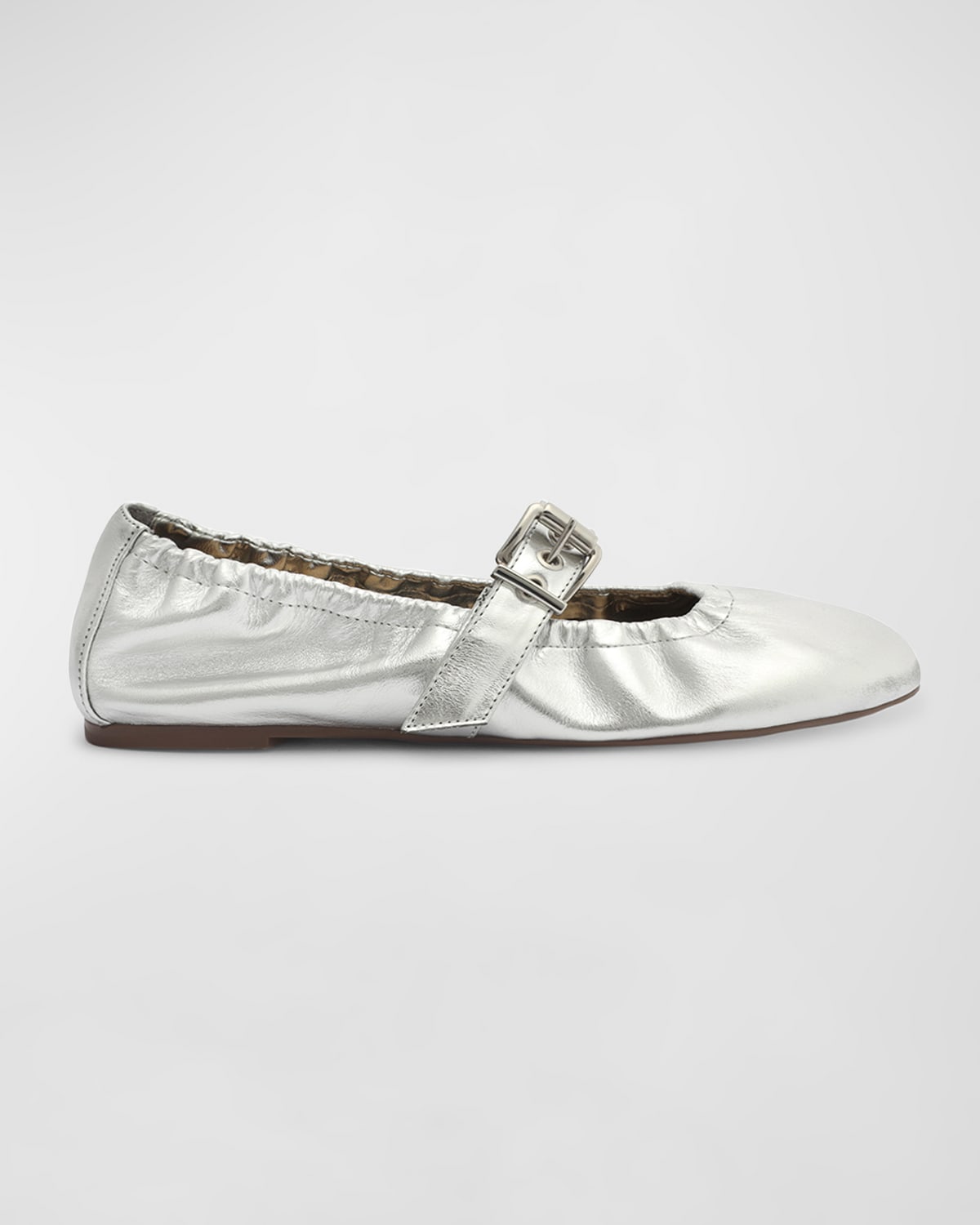 Shop Schutz Calita Leather Mary Jane Ballerina Flats In Prata