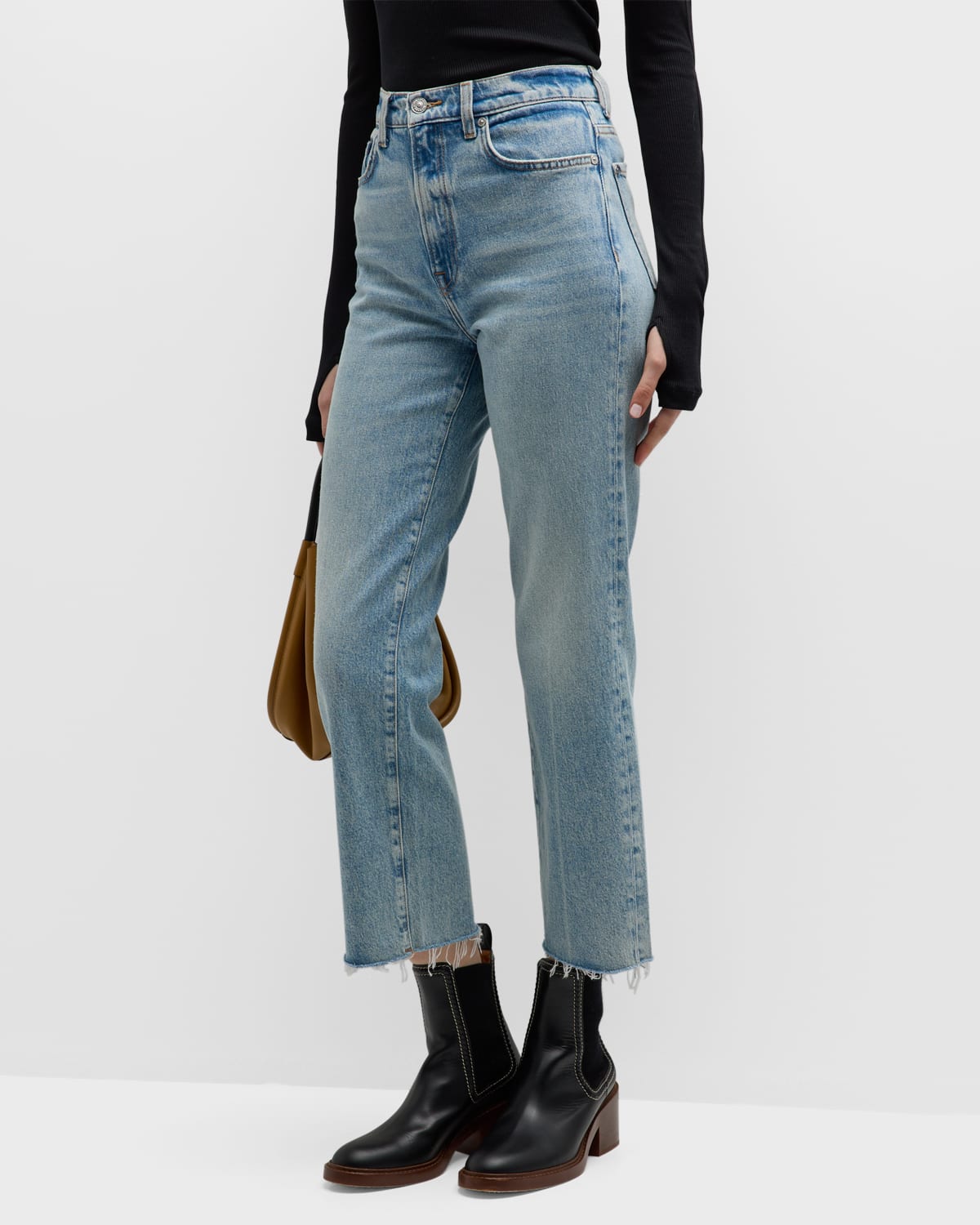 7 FOR ALL MANKIND LOGAN STOVEPIPE RAW HEM CROPPED JEANS