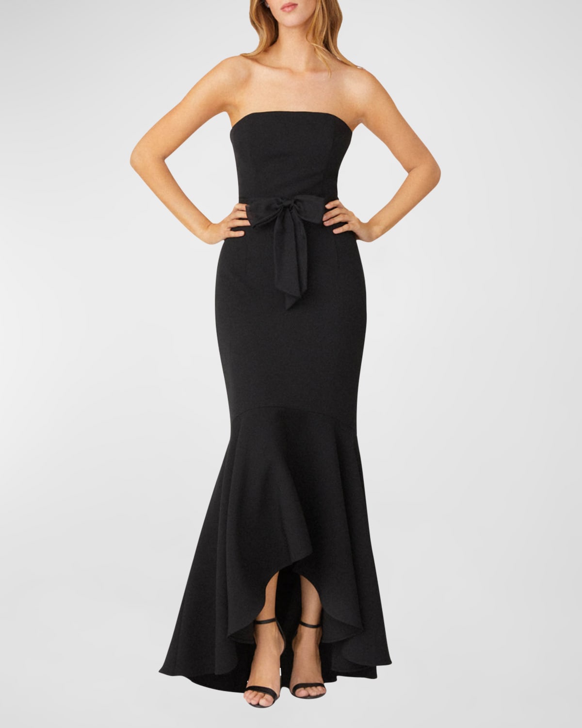 Strapless High-Low Crepe Mermaid Gown