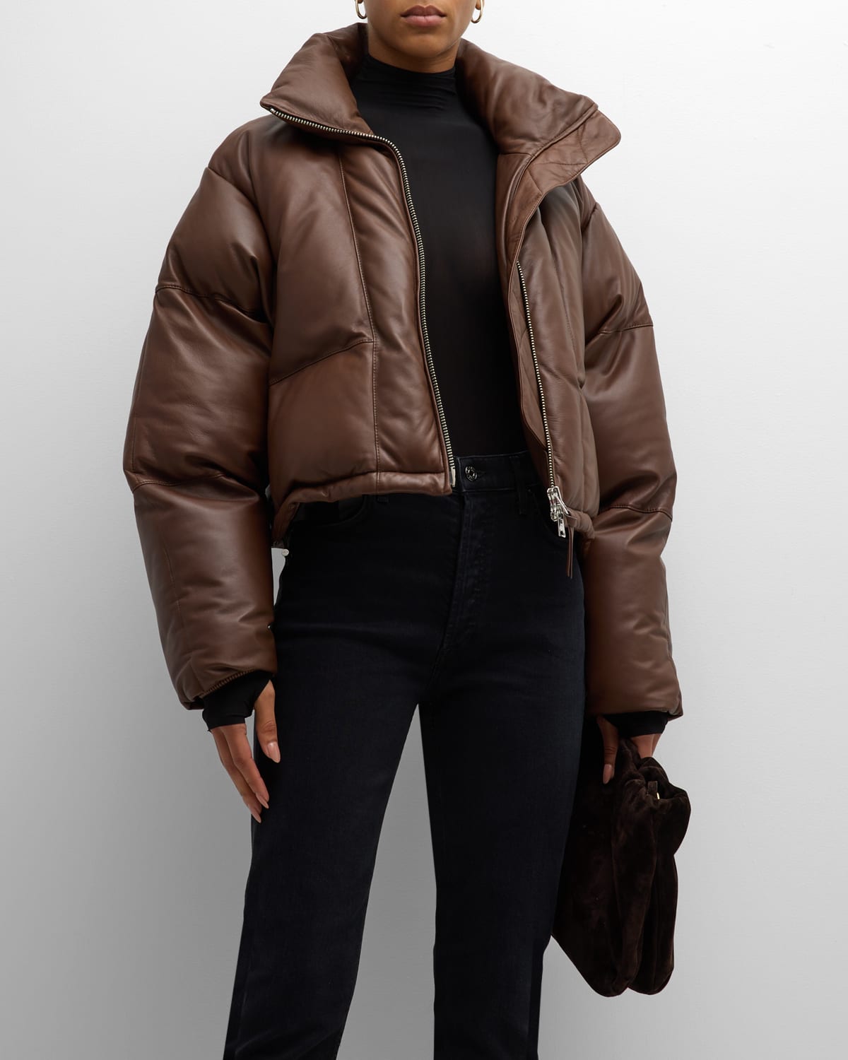 AGOLDE EDIE LEATHER PUFFER JACKET