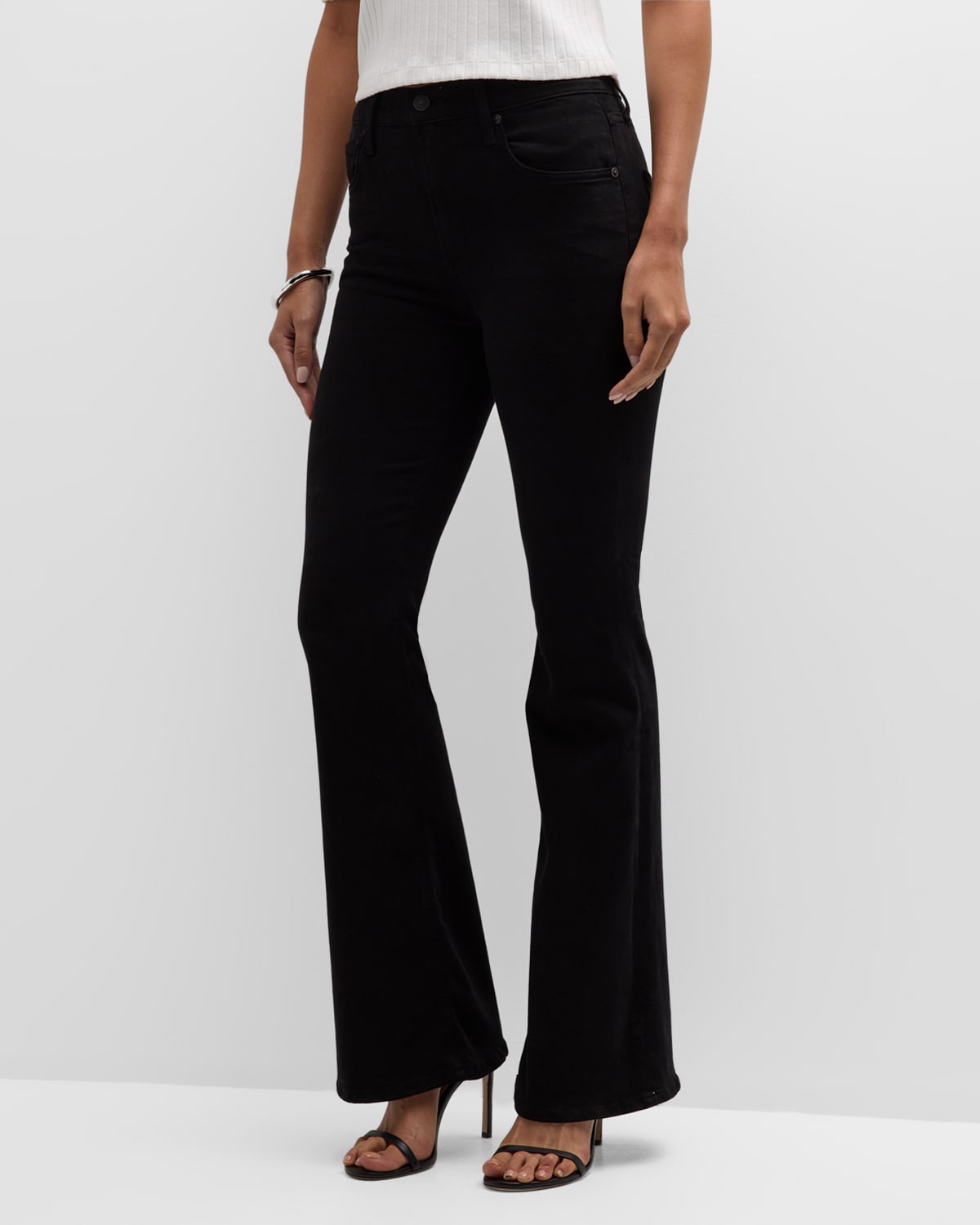Shop Citizens Of Humanity Isola High Rise Flare Jeans In Plush Black