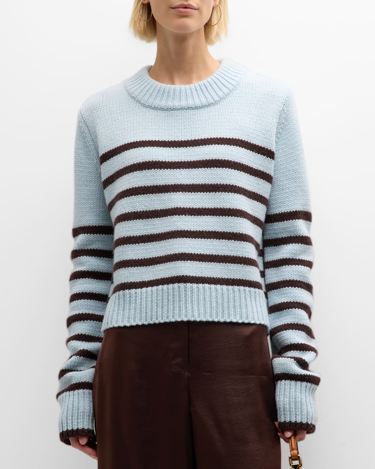 La Ligne Mini Marin Striped Sweater In Oliveblack
